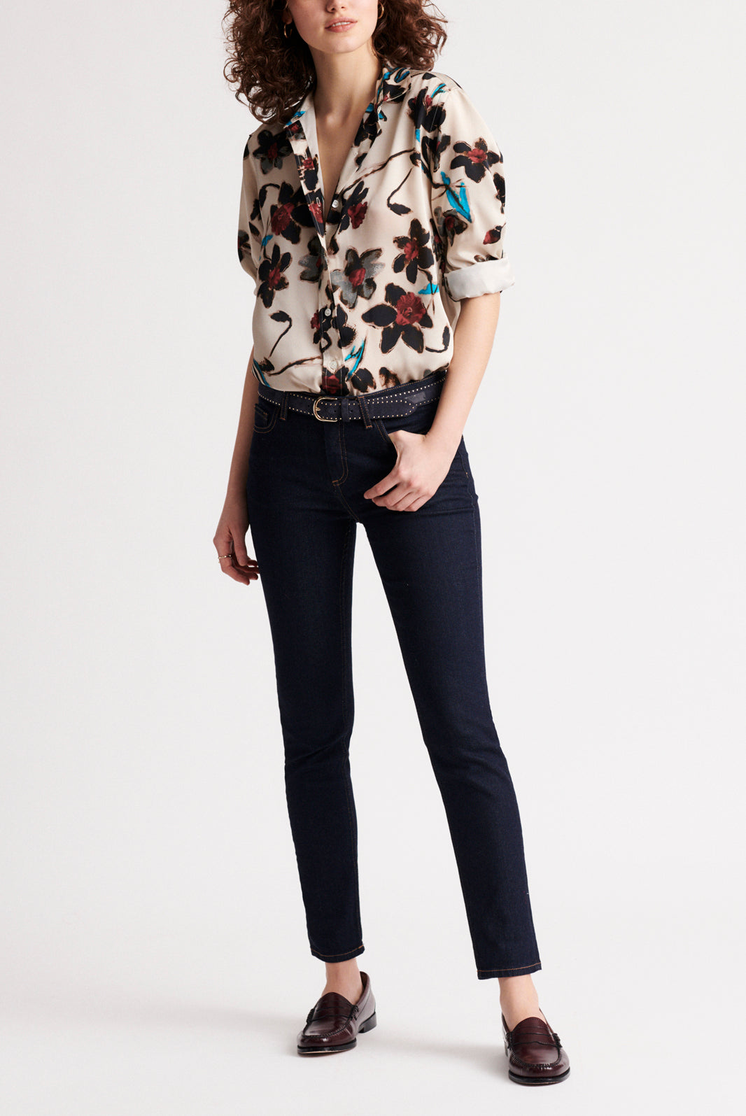 NESSA - Chemise fluide à imprimé floral Faume - seconde main