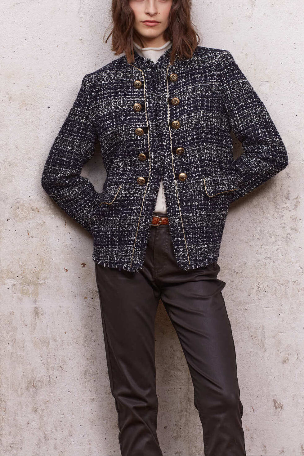 Veste officier en tweed bicolore - BASIL Faume - seconde main