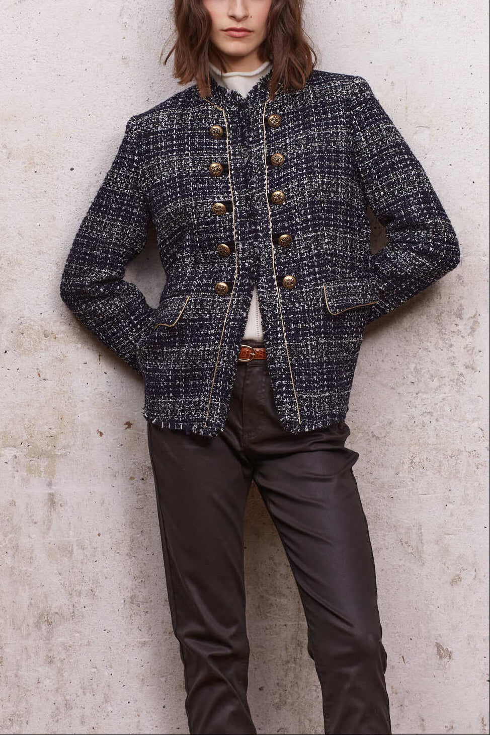 Veste officier en tweed bicolore - BASIL Faume - seconde main