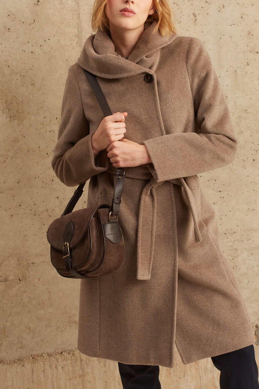 Manteau ceinturé à col drapé - SIDONIE Faume - seconde main