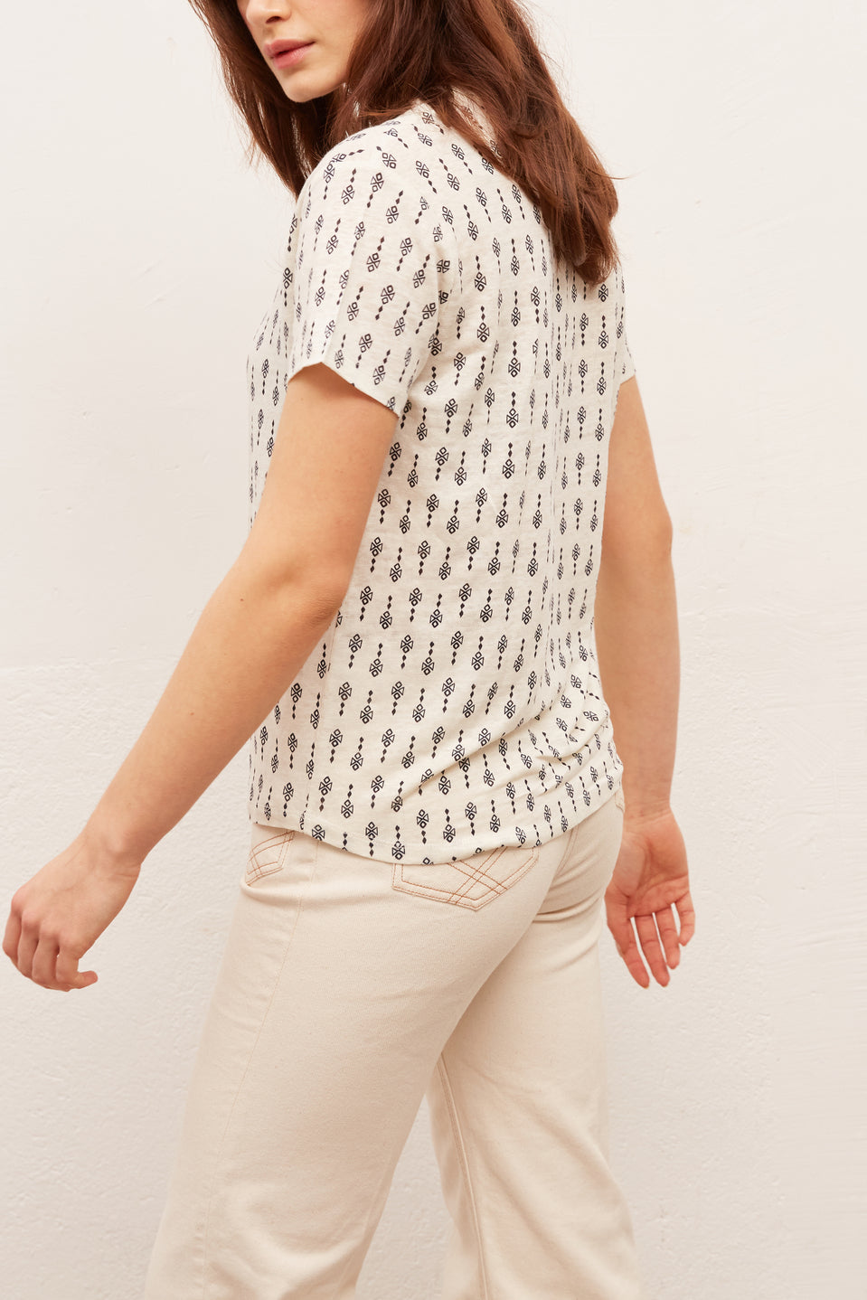 JERIEL - Tee-shirt en lin à imprimé fantaisie Faume - seconde main
