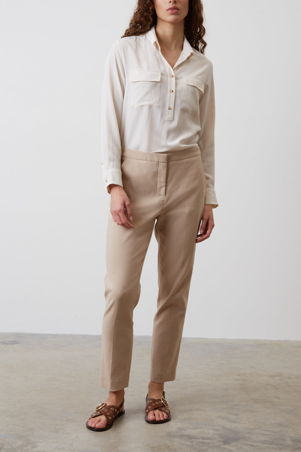 Pantalon droit en coton et dos élastiqué - ELGA Faume - seconde main