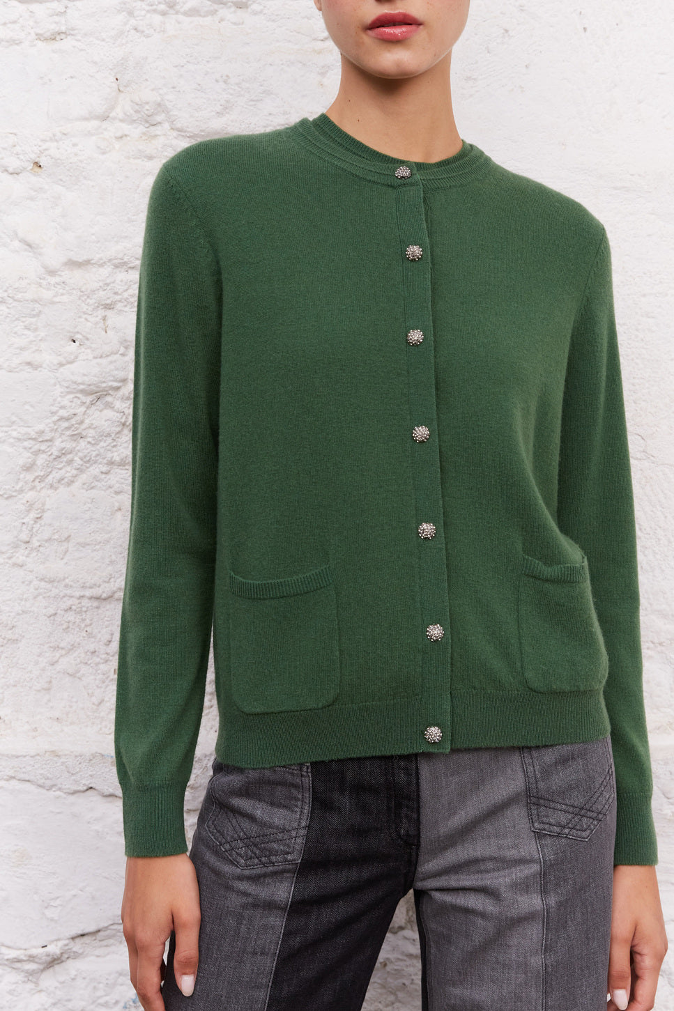 Gilet en laine mérinos avec boutons bijoux - LANAE Faume - seconde main