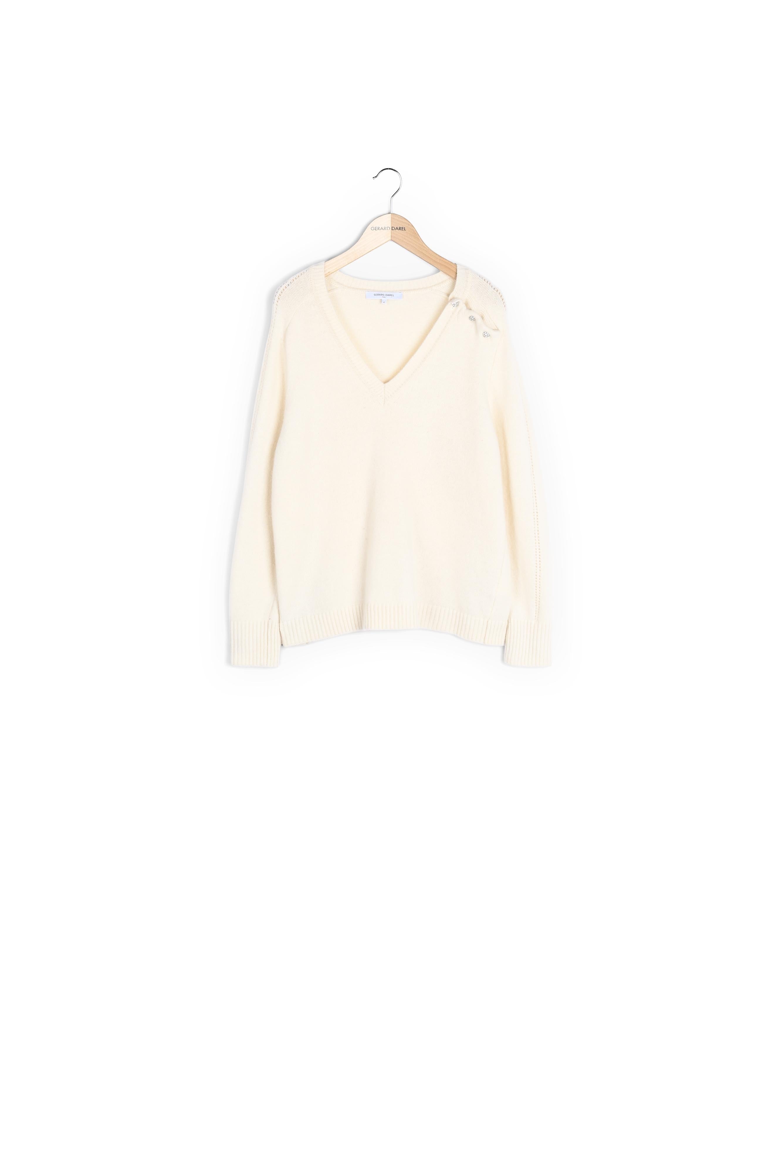 Pull V en laine fine et cachemire avec boutons bijoux Faume - seconde main