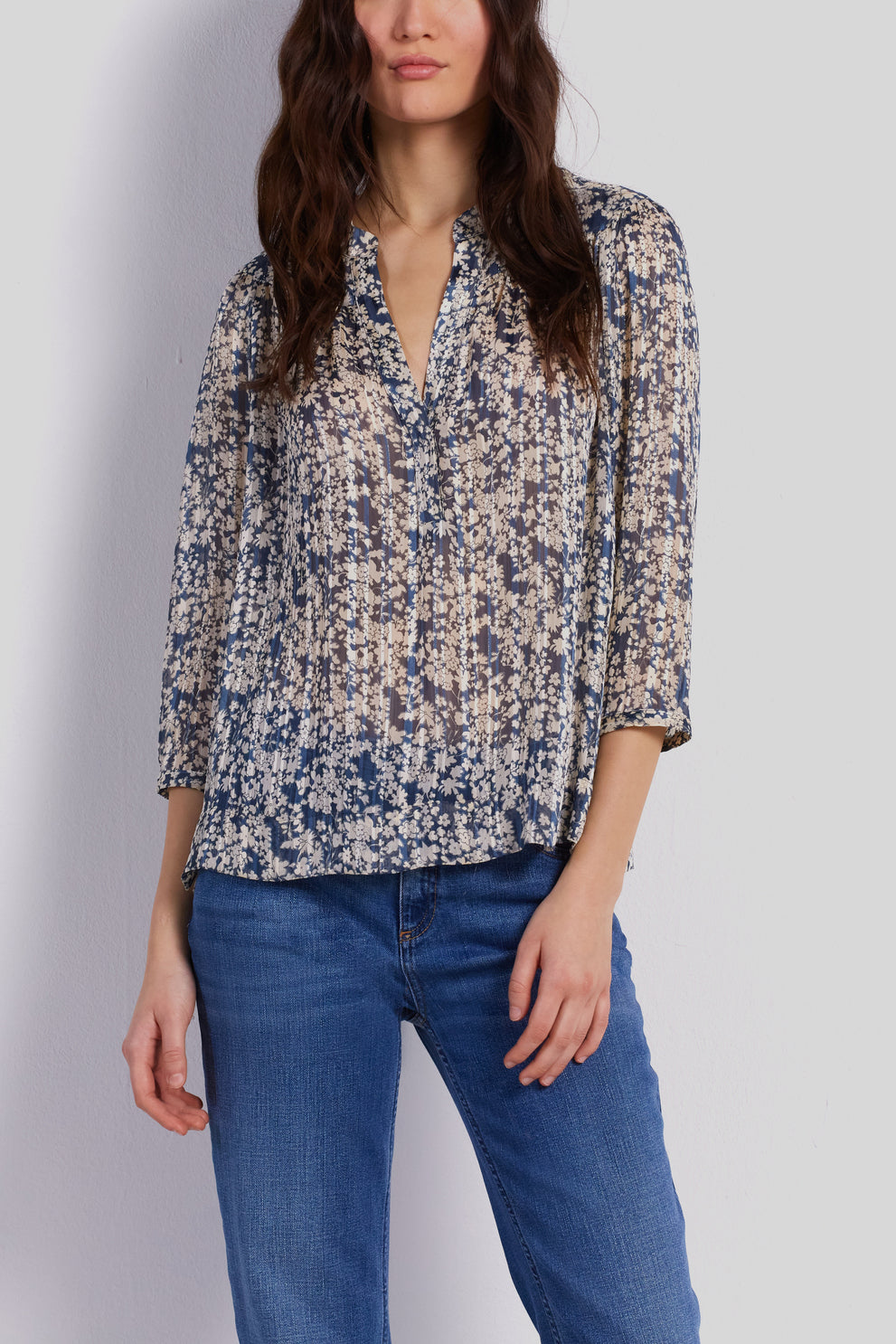 Blouse en voile fleuri et fils Lurex - CHRISLA Faume - seconde main