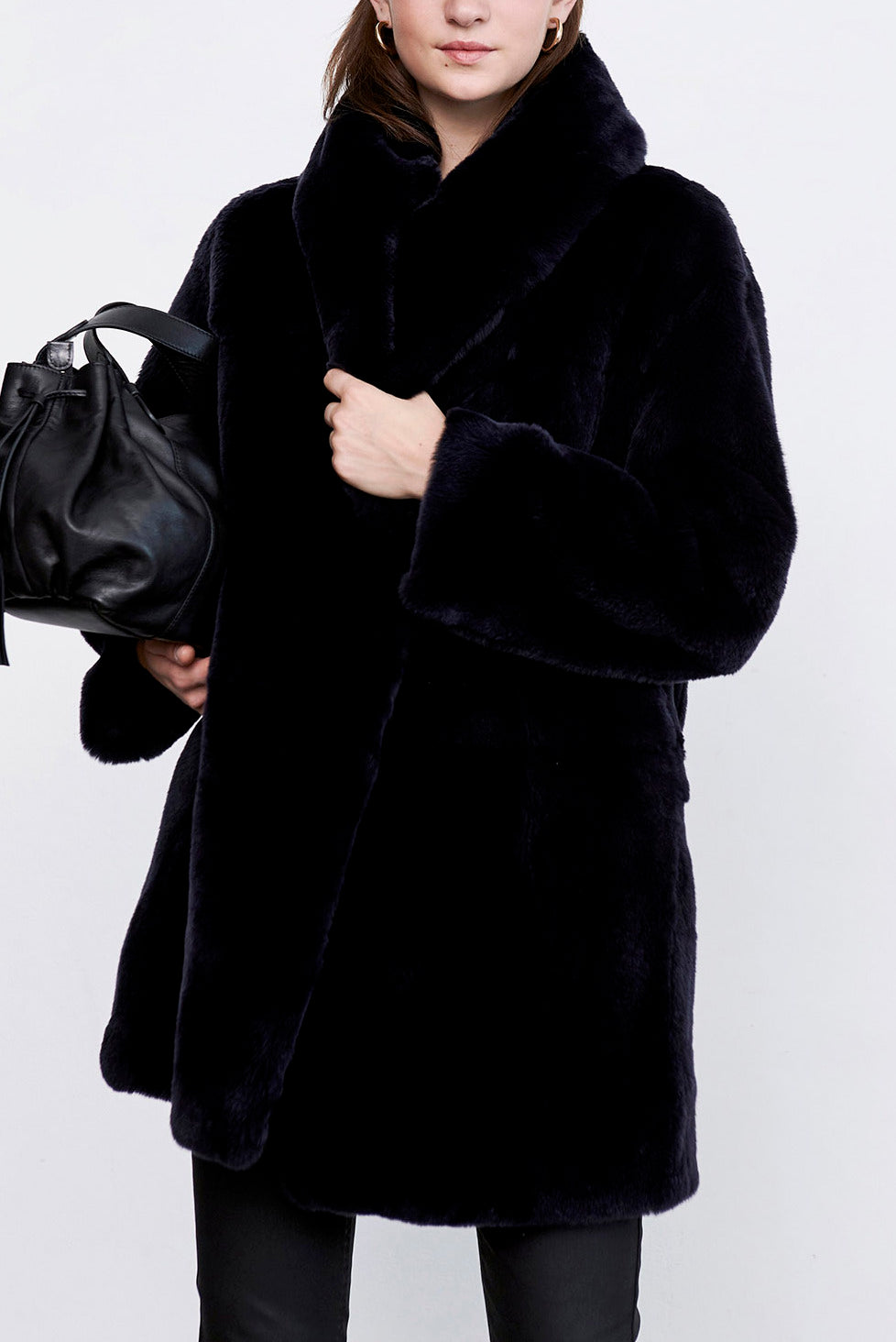 ABBIE - Manteau à capuche en lapin Faume - seconde main