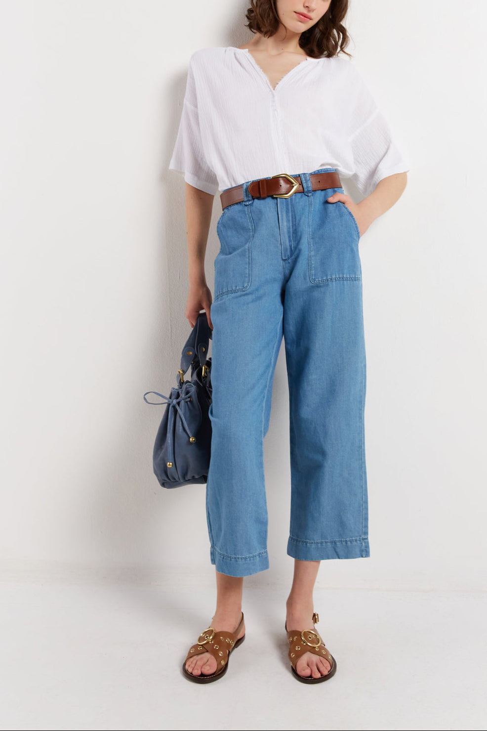 MARISA - Pantalon large 7/8 façon denim Faume - seconde main