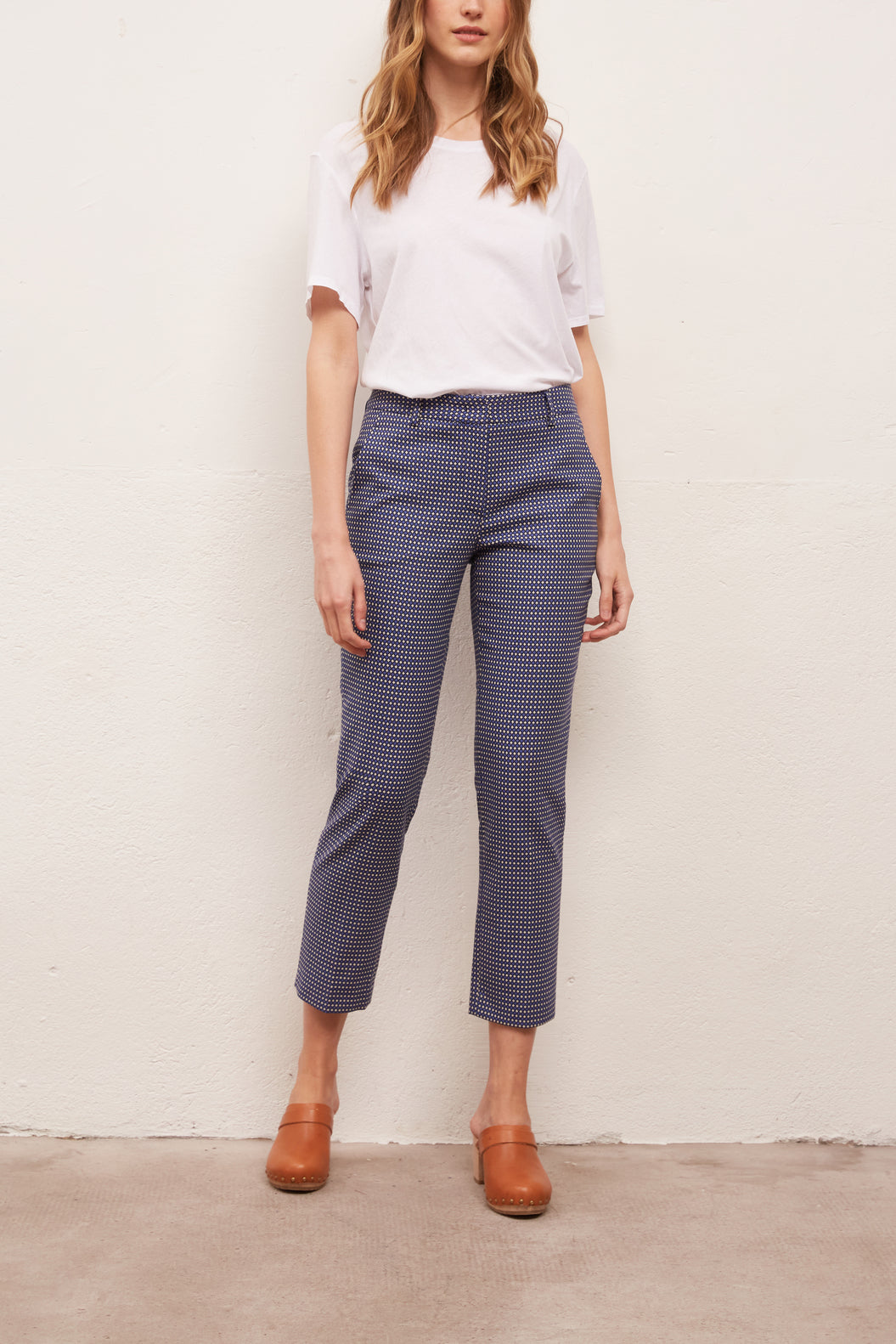 MELANIA - Pantalon droit 7/8 en jacquard de coton Faume - seconde main