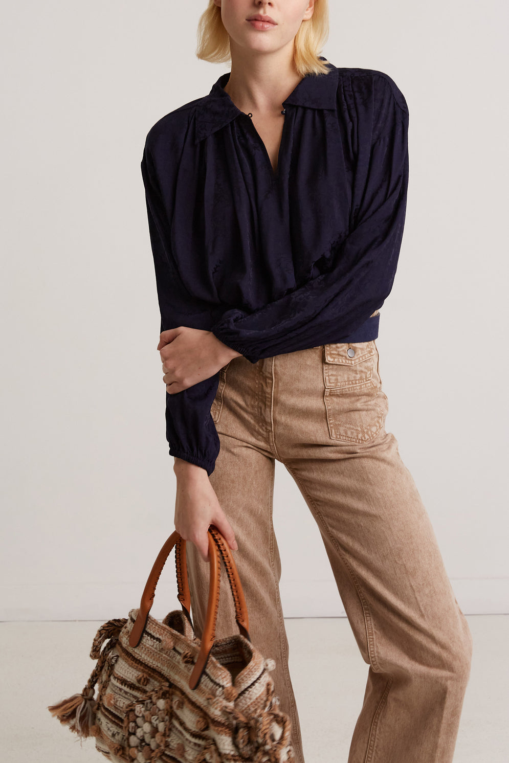 Blouse chic en jacquard satiné - CESARIA Faume - seconde main