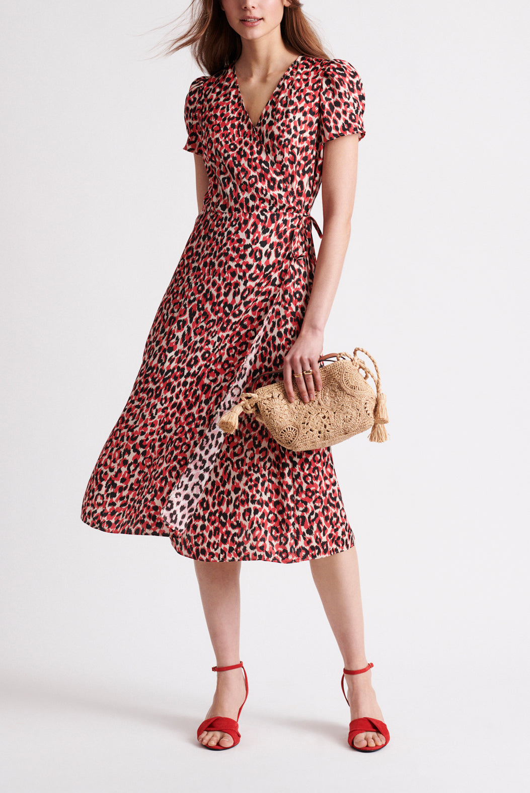 SARA - Robe portefeuille à imprimé léopard Faume - seconde main