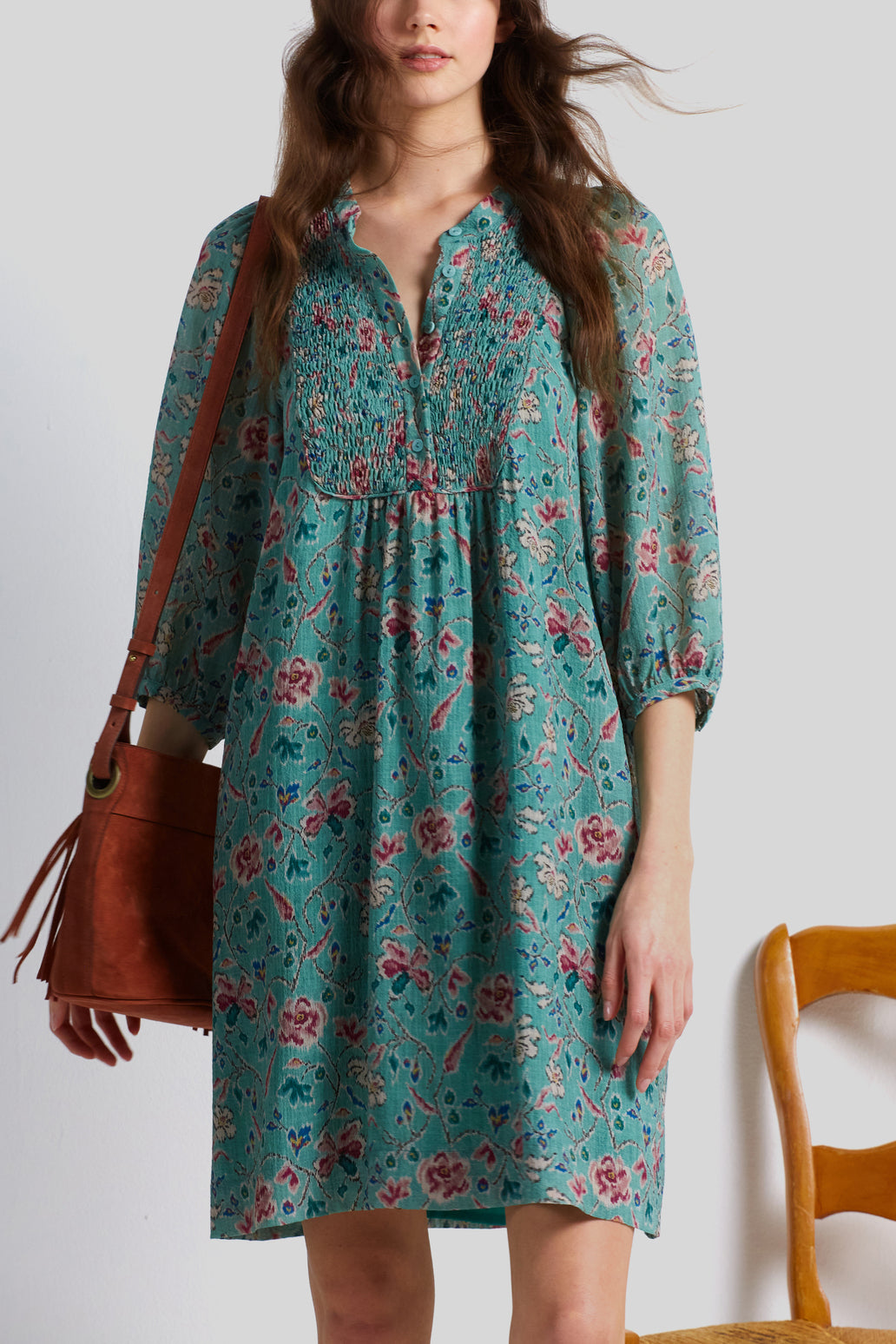 Robe à plastron smocké - JIA Faume - seconde main