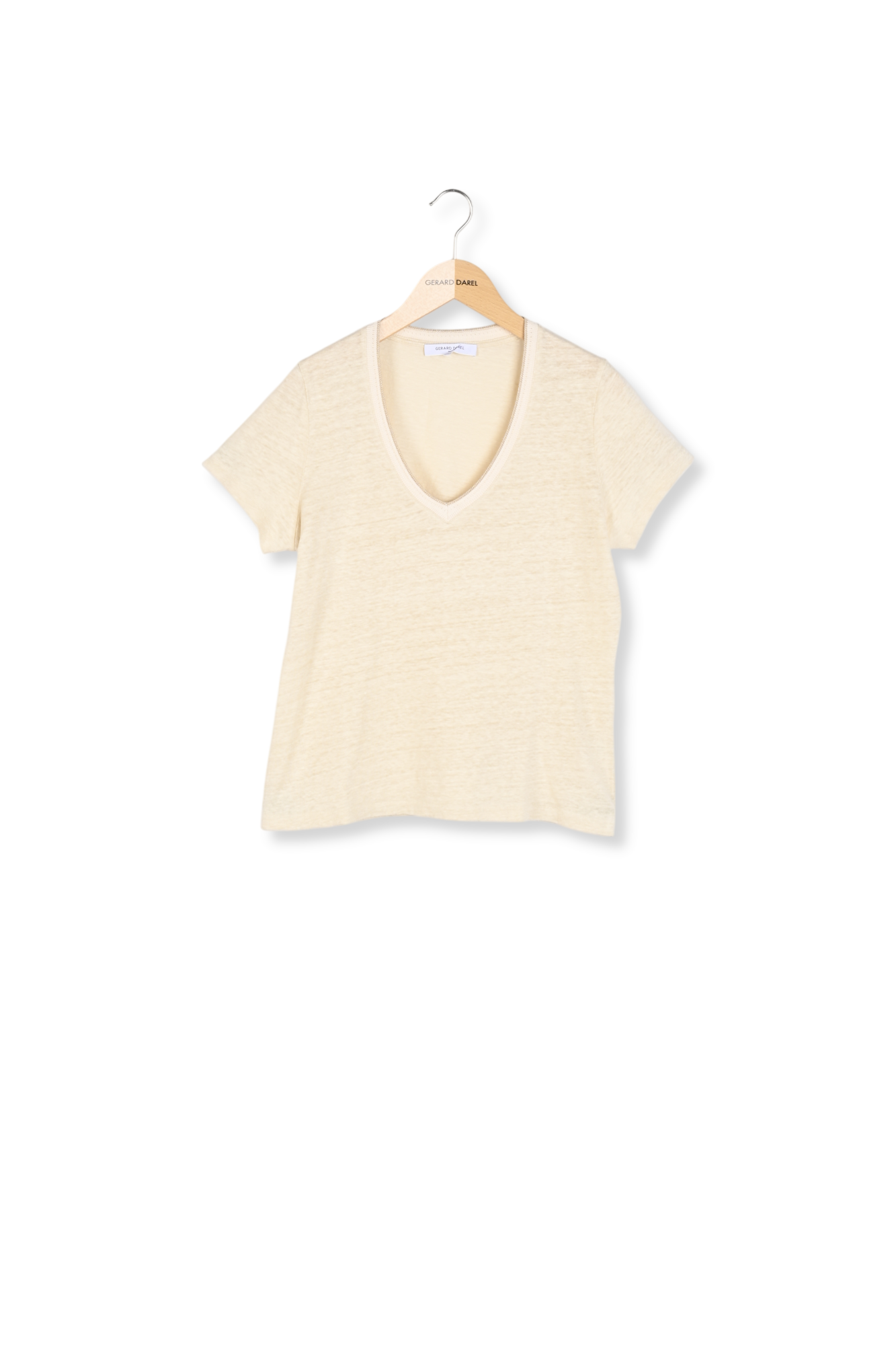 T-shirt en lin et col V argenté - GILBERTE Faume - seconde main