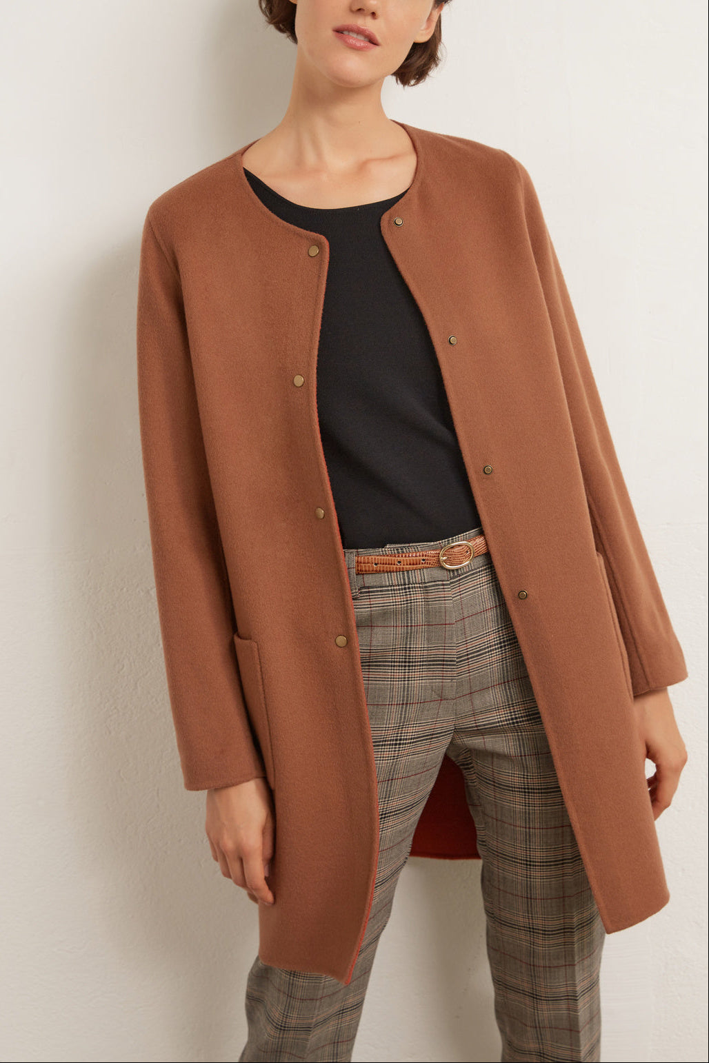 SALOME - Manteau en laine bicolore Faume - seconde main