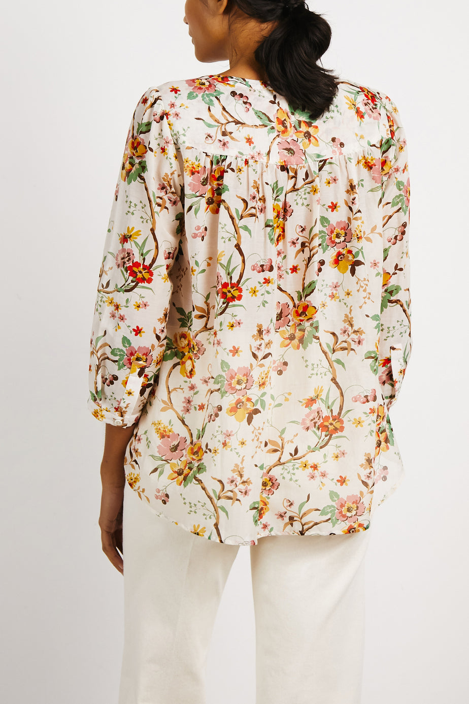 Blouse fleurie en coton et soie - CYRIAQUE Faume - seconde main