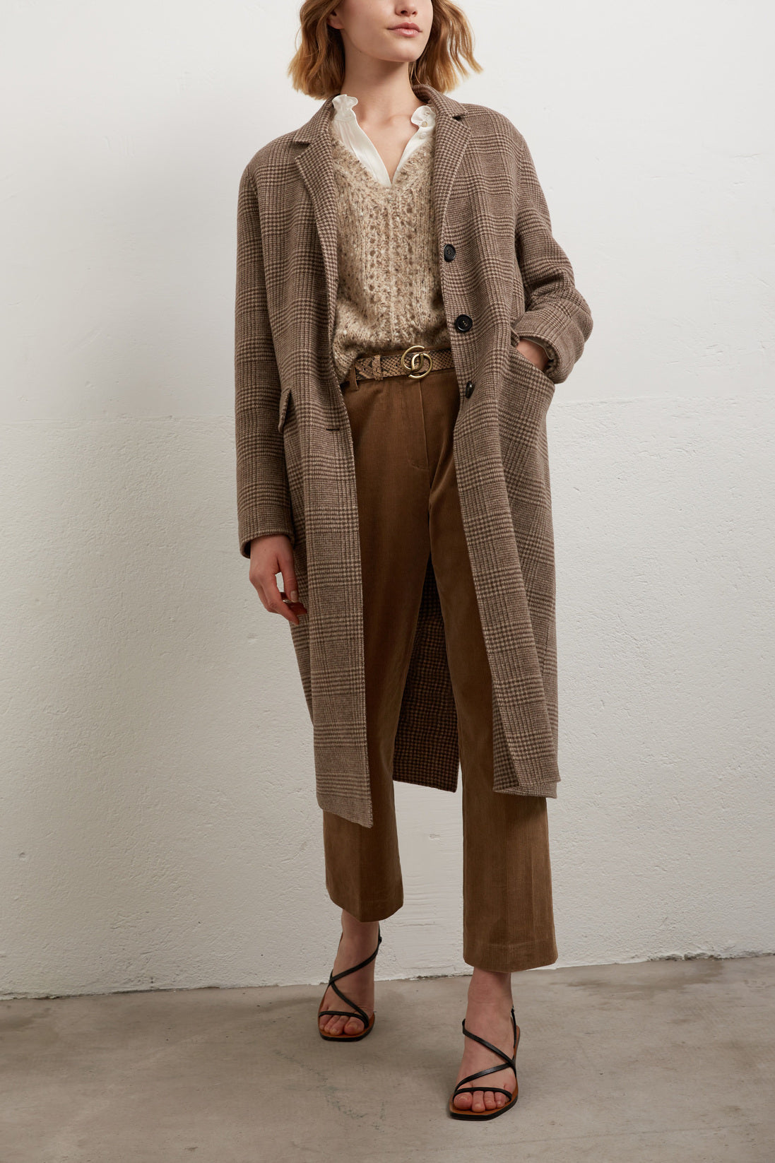 SAVERIA - Manteau en laine prince de galles Faume - seconde main