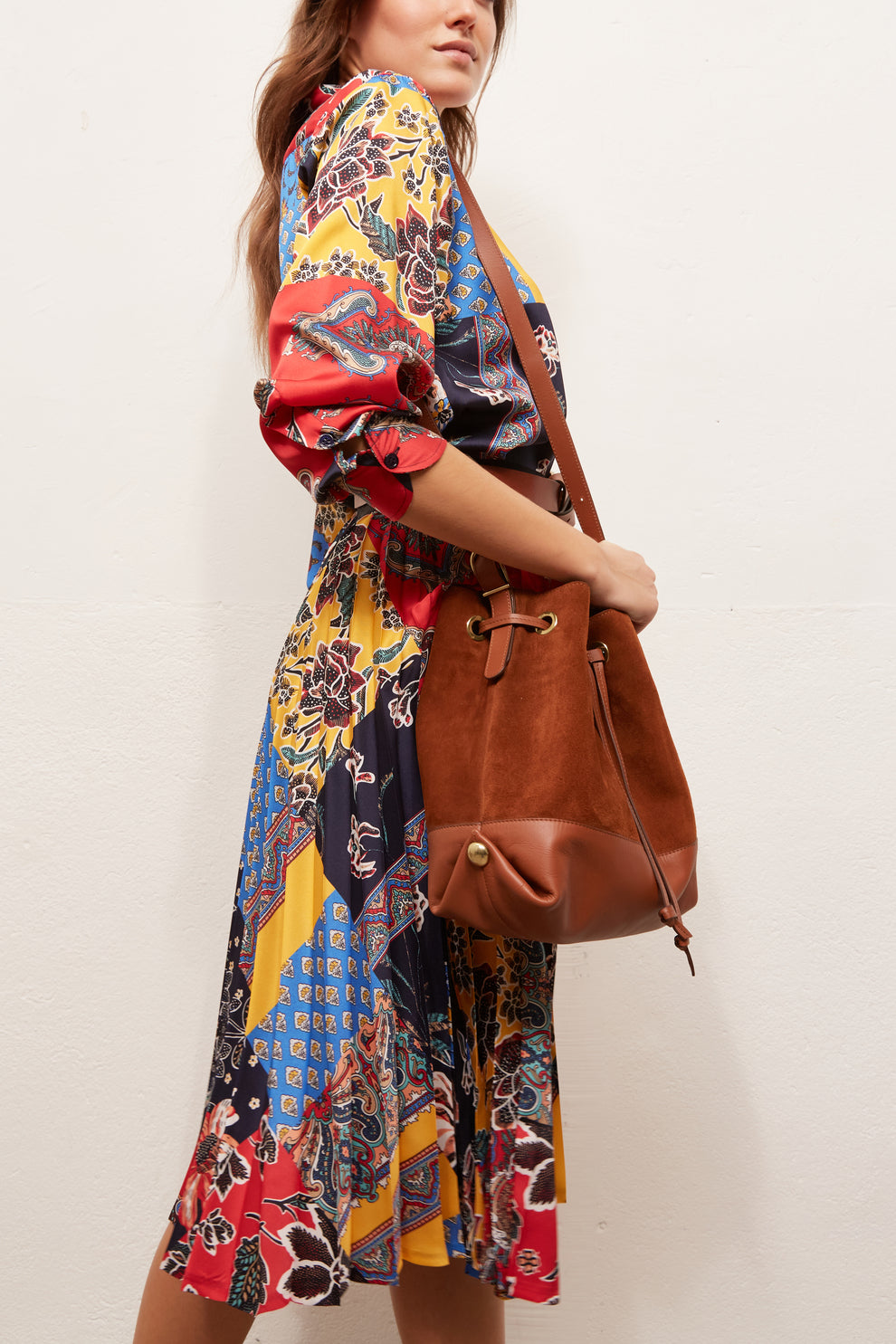 LAVINIA - Jupe plissée soleil imprimée Faume - seconde main