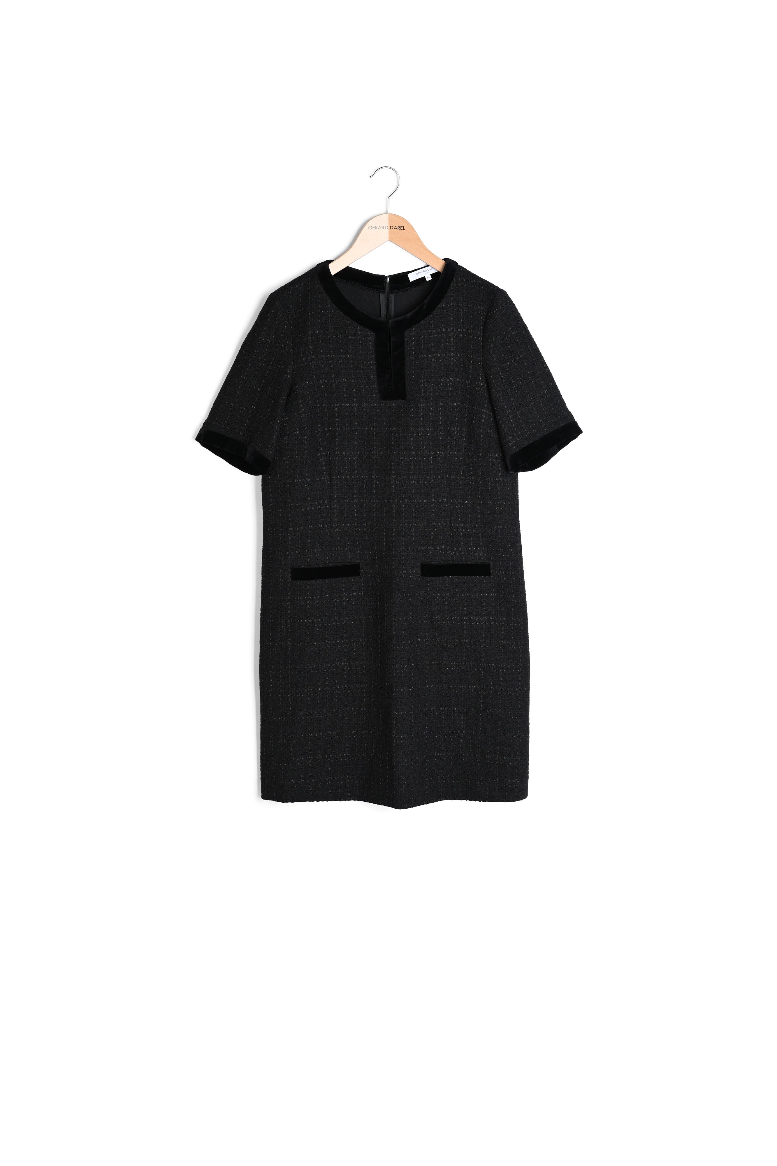 Robe 60s en tweed et détails velours - JAZZ Faume - seconde main