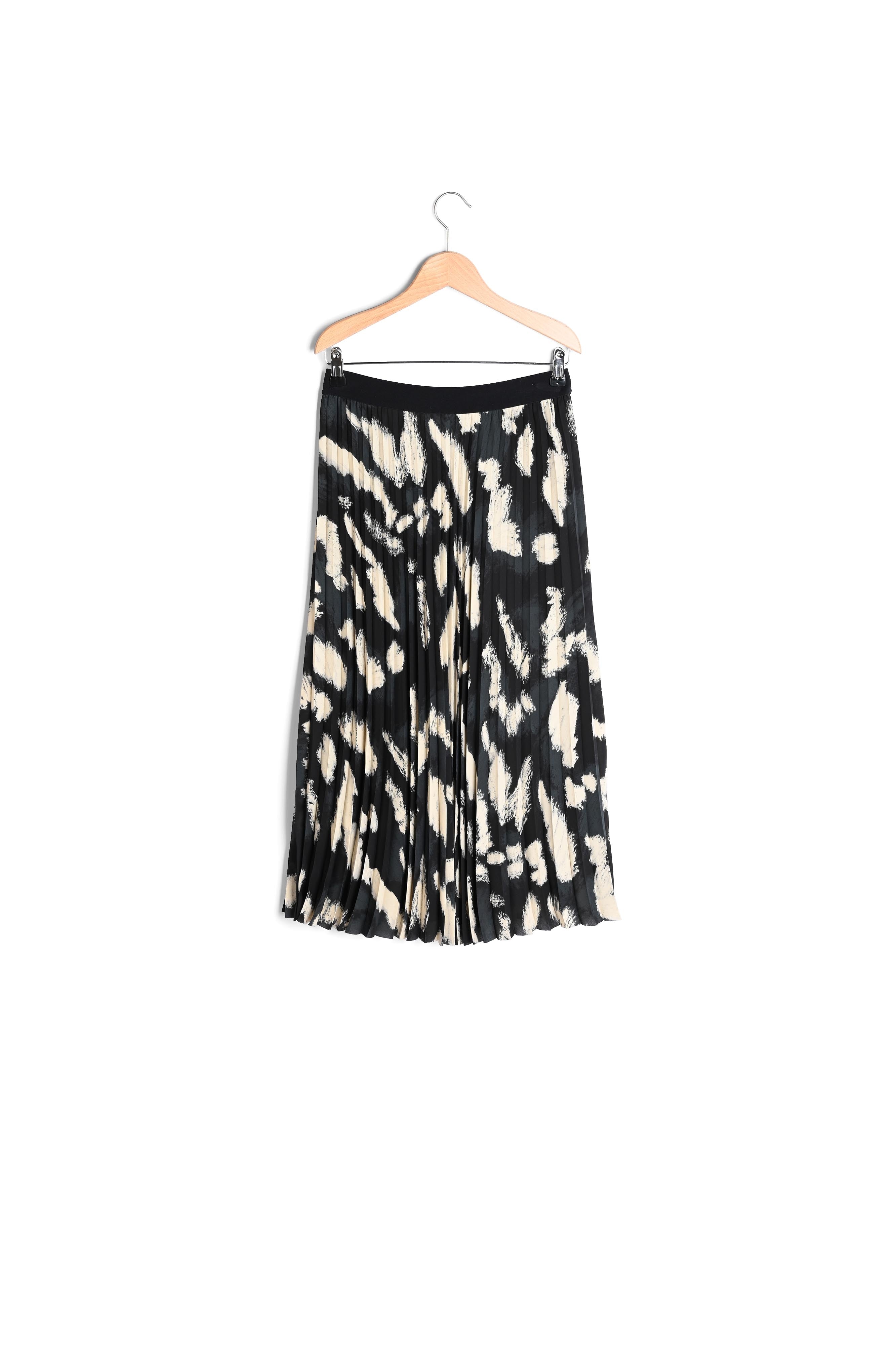 Jupe midi plissée à imprimé contrasté - BALKISS Faume - seconde main