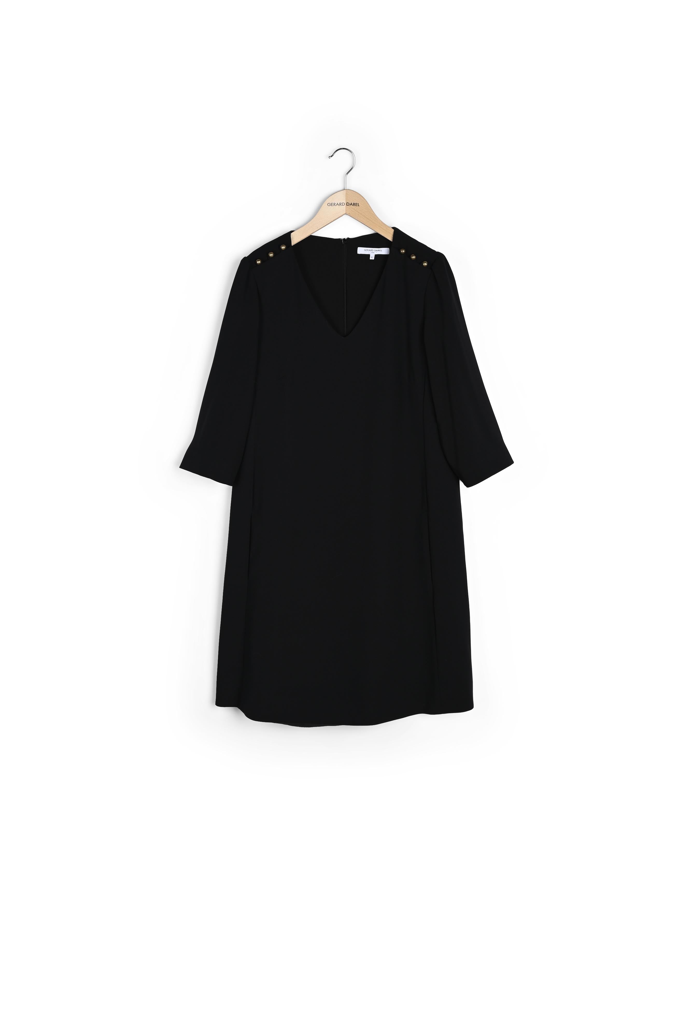 DARYL - Robe droite en crêpe avec boutons Faume - seconde main