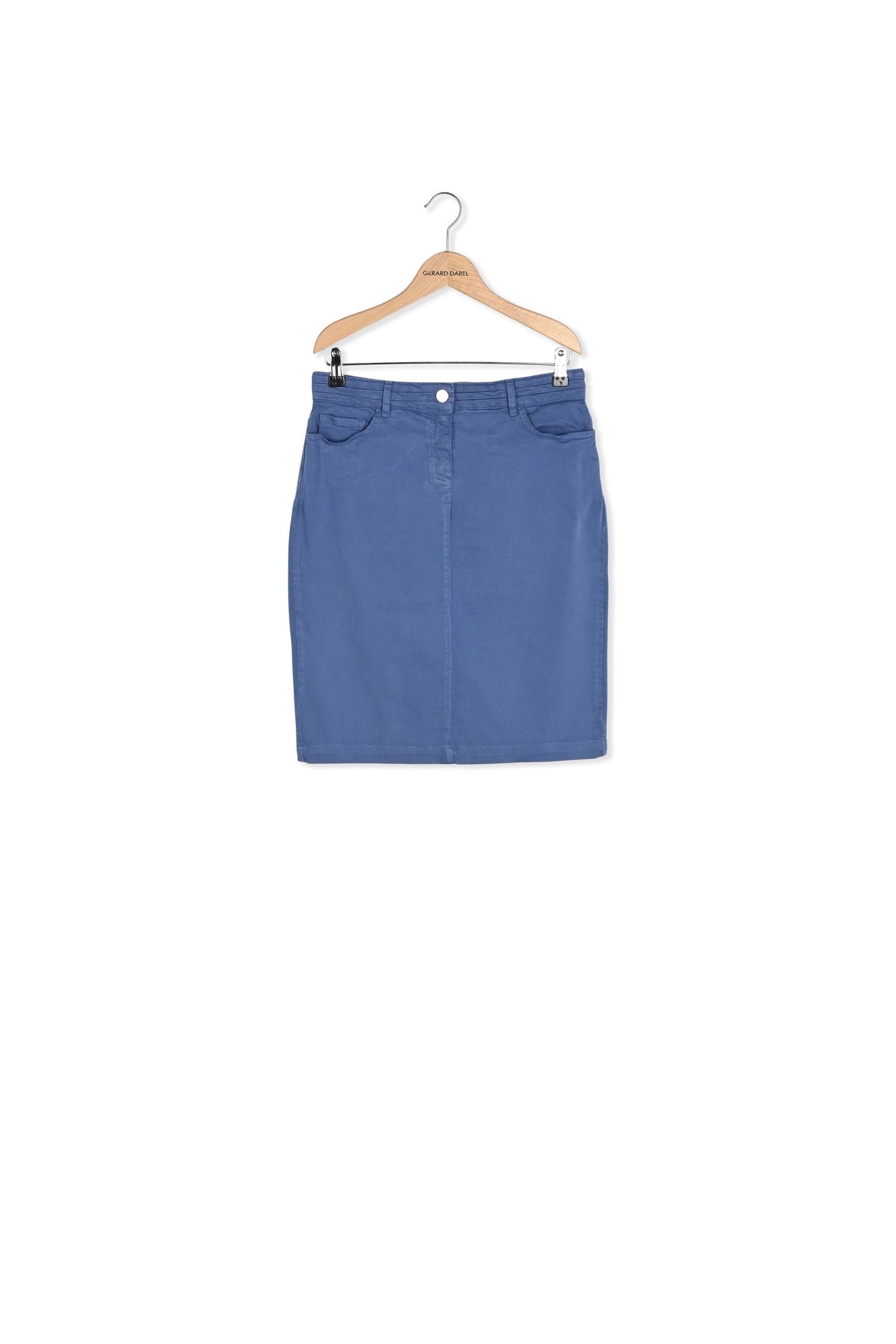 LENA - Jupe droite et courte en coton Stretch Faume - seconde main