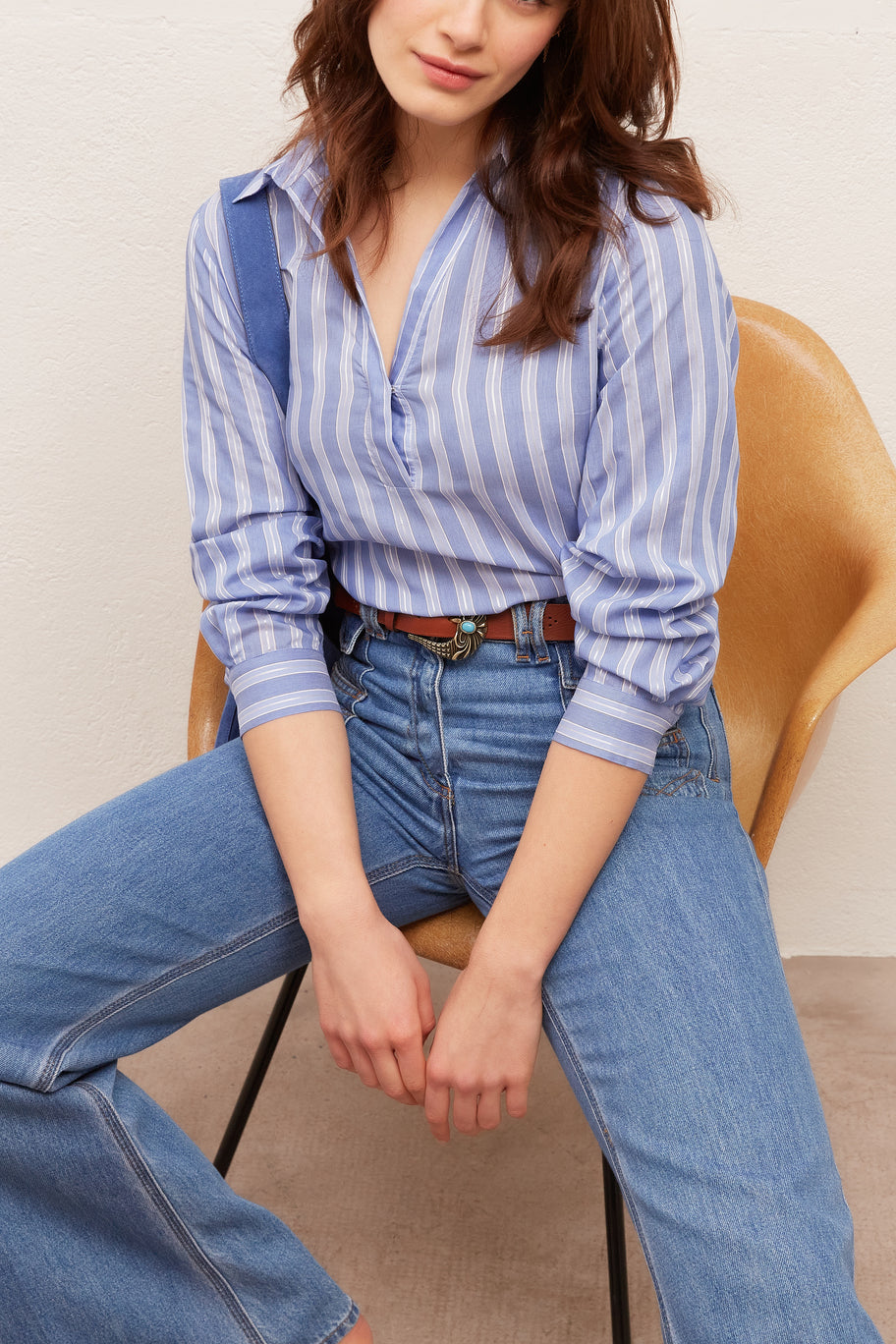 NATACHA - Chemise à rayures en soie mélangée Faume - seconde main