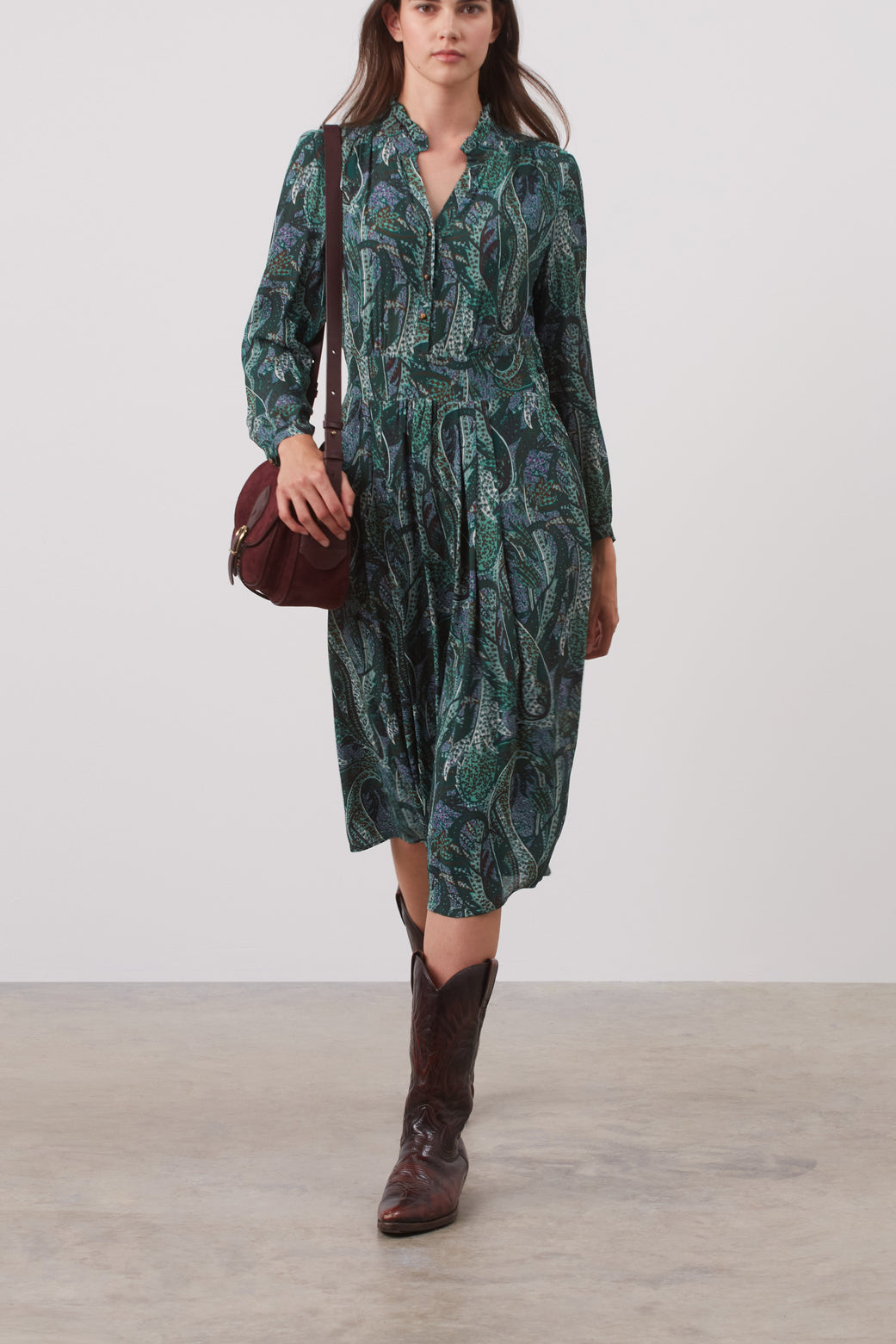 Robe longue en crêpe mousseline imprimé - JOIA Faume - seconde main