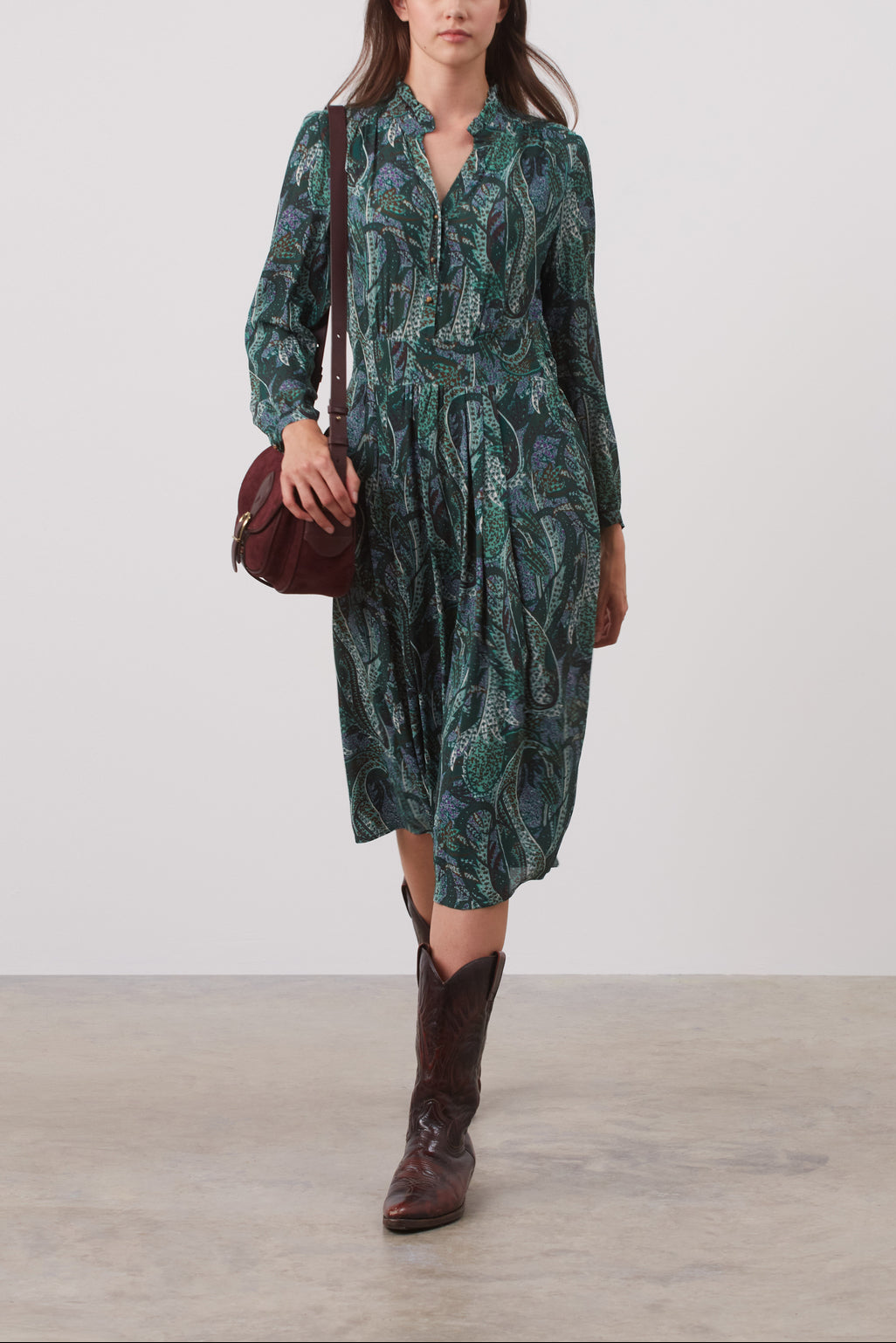 Robe longue en crêpe mousseline imprimé - JOIA Faume - seconde main