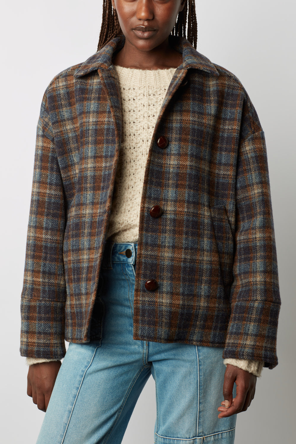 Veste à carreaux en laine - NAWELLE Faume - seconde main