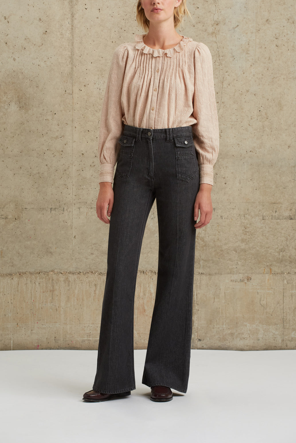 Pantalon large taille haute en jean - MANON Faume - seconde main