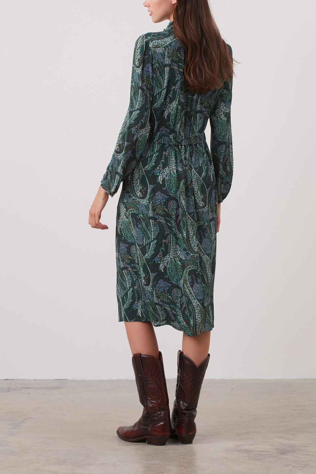 Robe longue en crêpe mousseline imprimé - JOIA Faume - seconde main