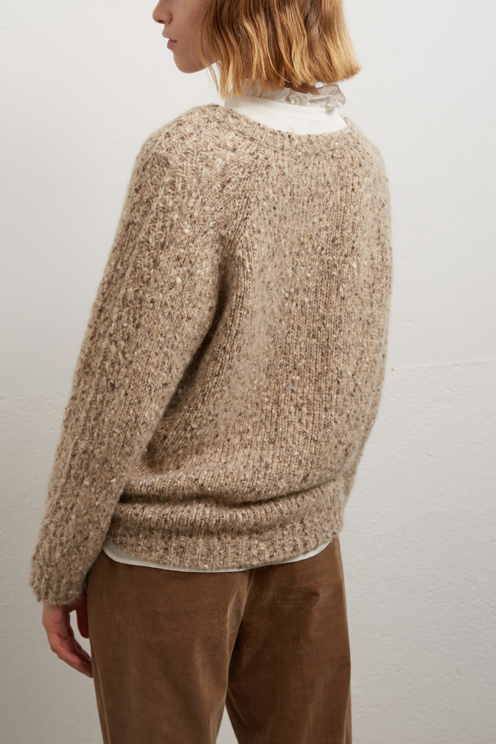 Pull oversize moucheté en mérinos et mohair Faume - seconde main