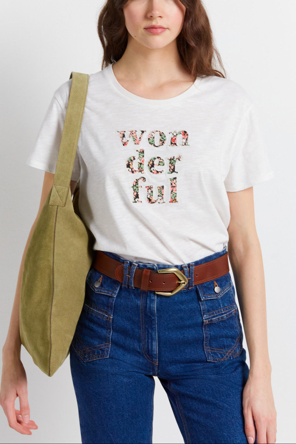 Tee-shirt uni à message fleuri - ALIX Faume - seconde main