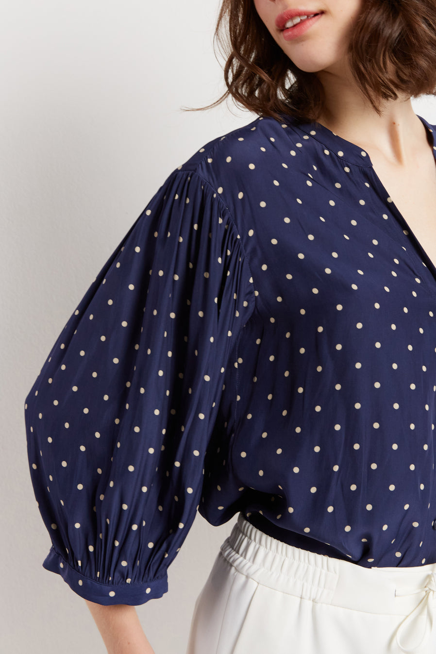 Chemise à pois fluide et satinée - CLOANE Faume - seconde main