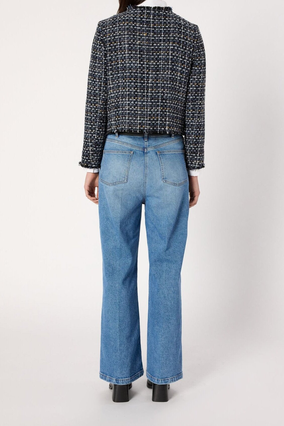 Veste sans col en tweed multicolore à lurex - NAYA Faume - seconde main