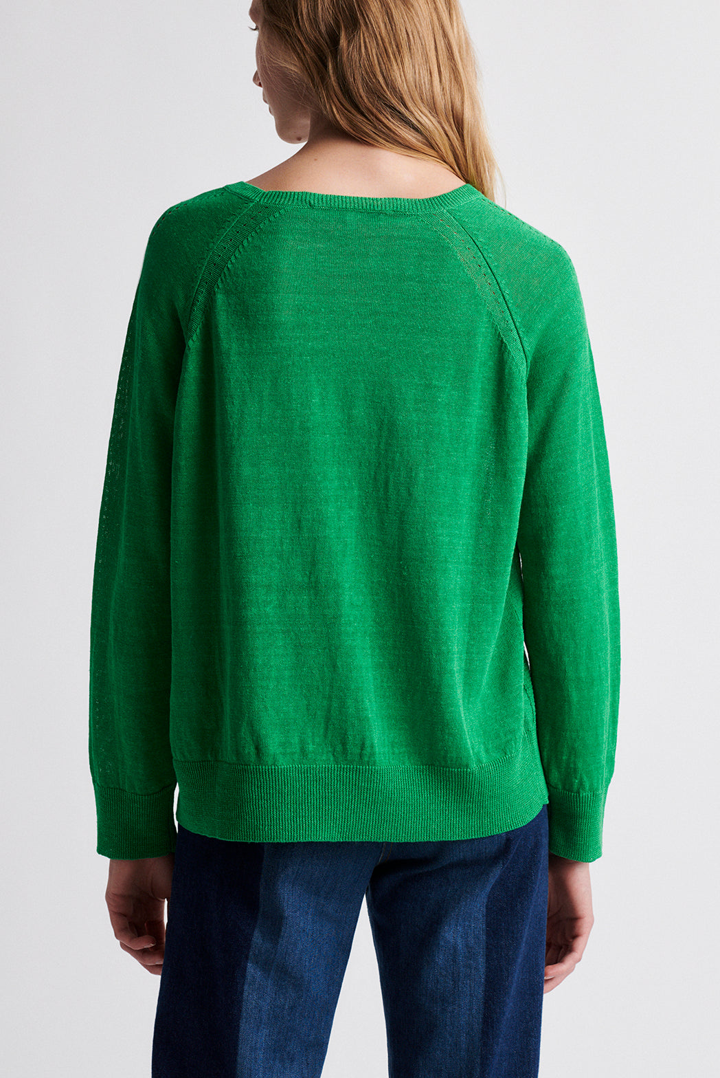 ELDA - Pull fin en lin avec jeu de mailles Faume - seconde main