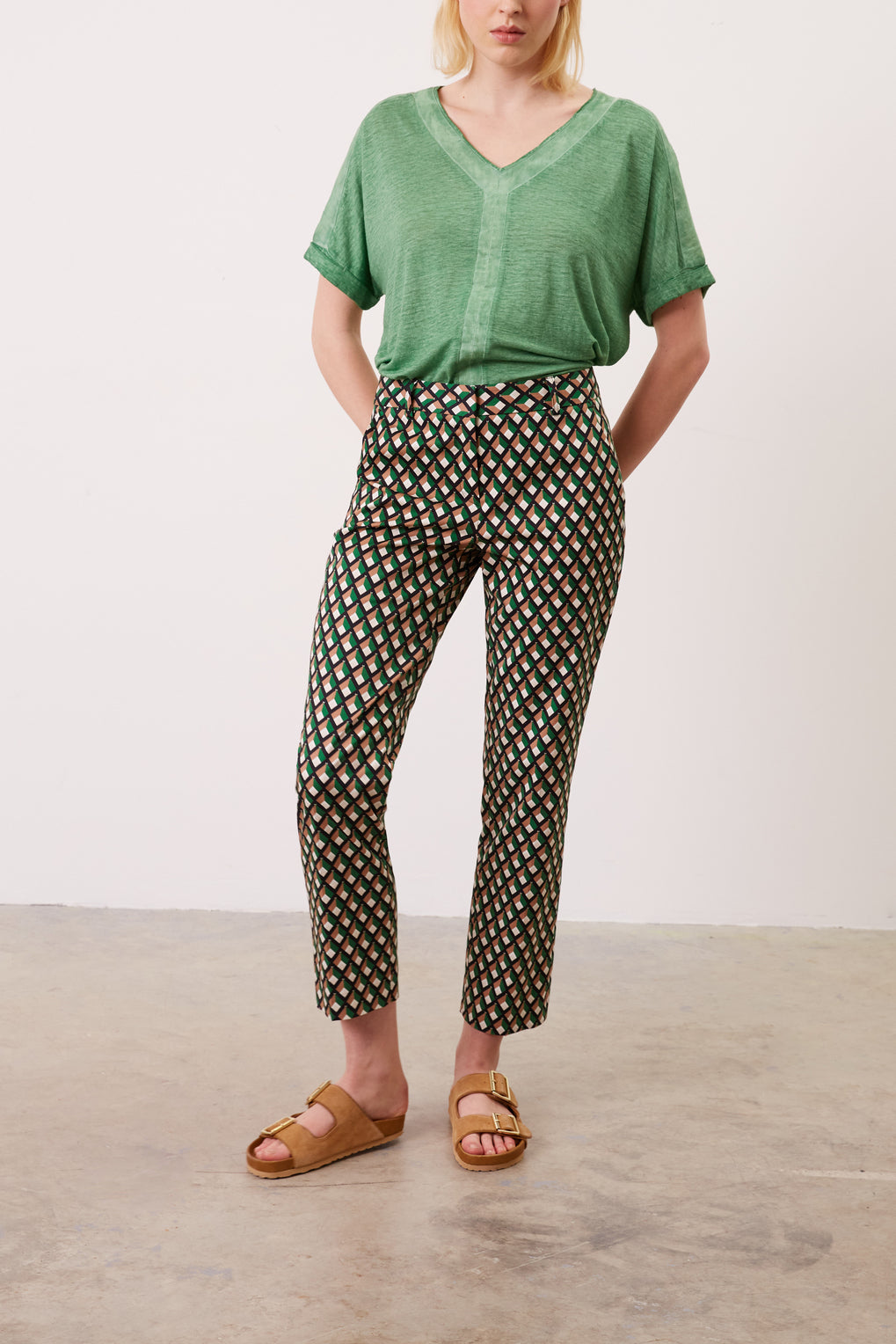 Pantalon en coton imprimé losanges- ELIESS Faume - seconde main