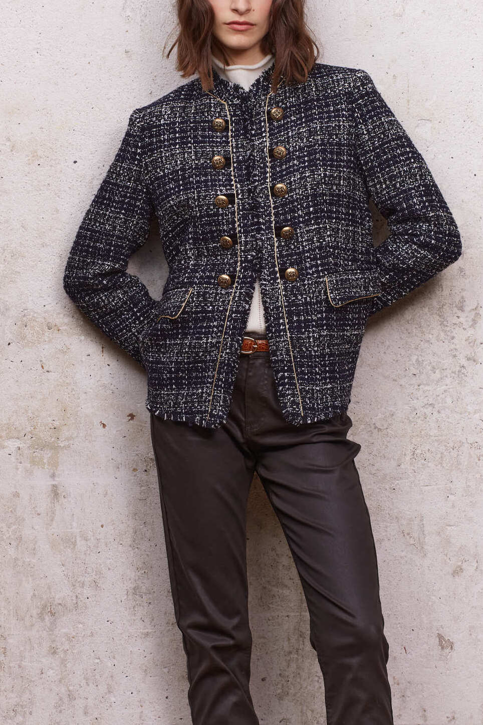 Veste officier en tweed bicolore - BASIL Faume - seconde main