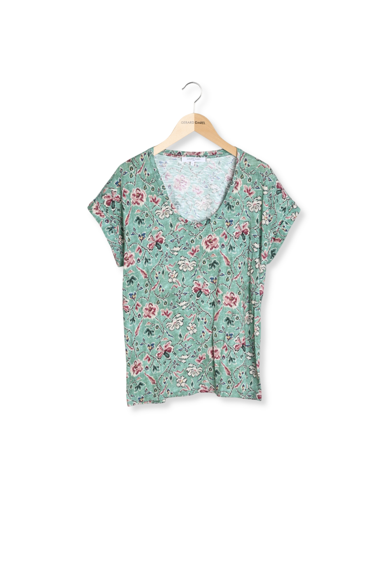 Tee-shirt V fleuri - ALINE Faume - seconde main