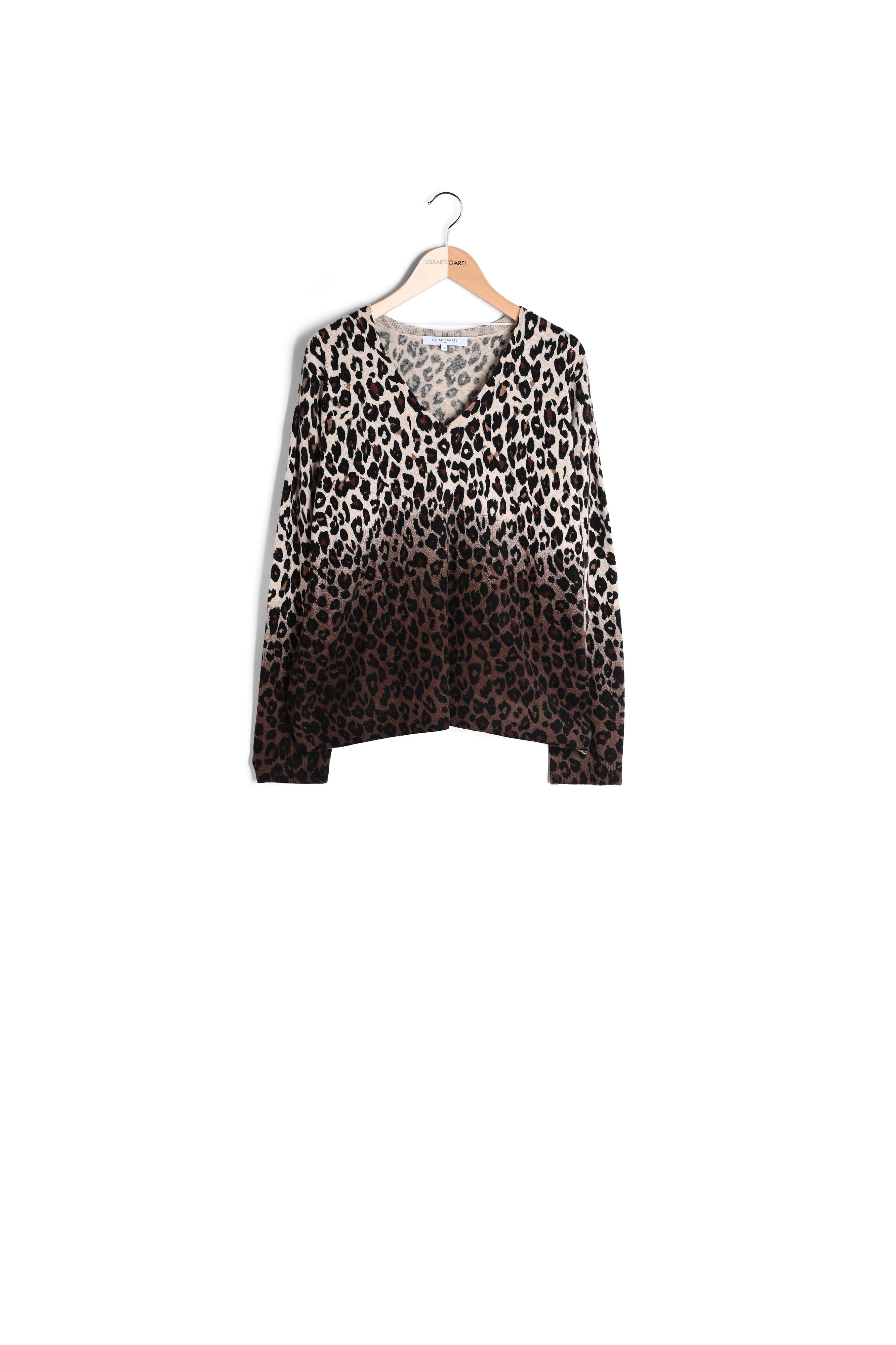 Pull V en laine imprimé léopard dégradé - LAVINIA Faume - seconde main