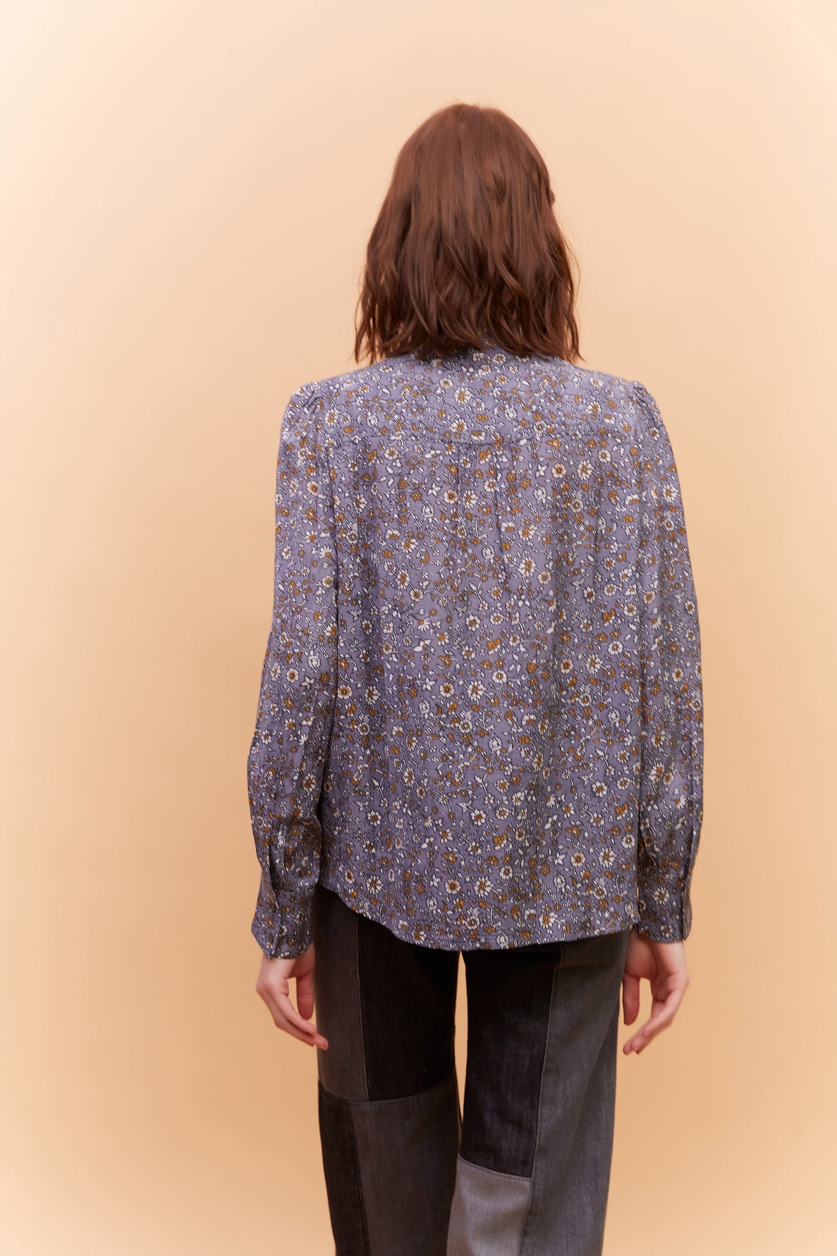 Blouse fleurie avec dentelle - CLAUS Faume - seconde main