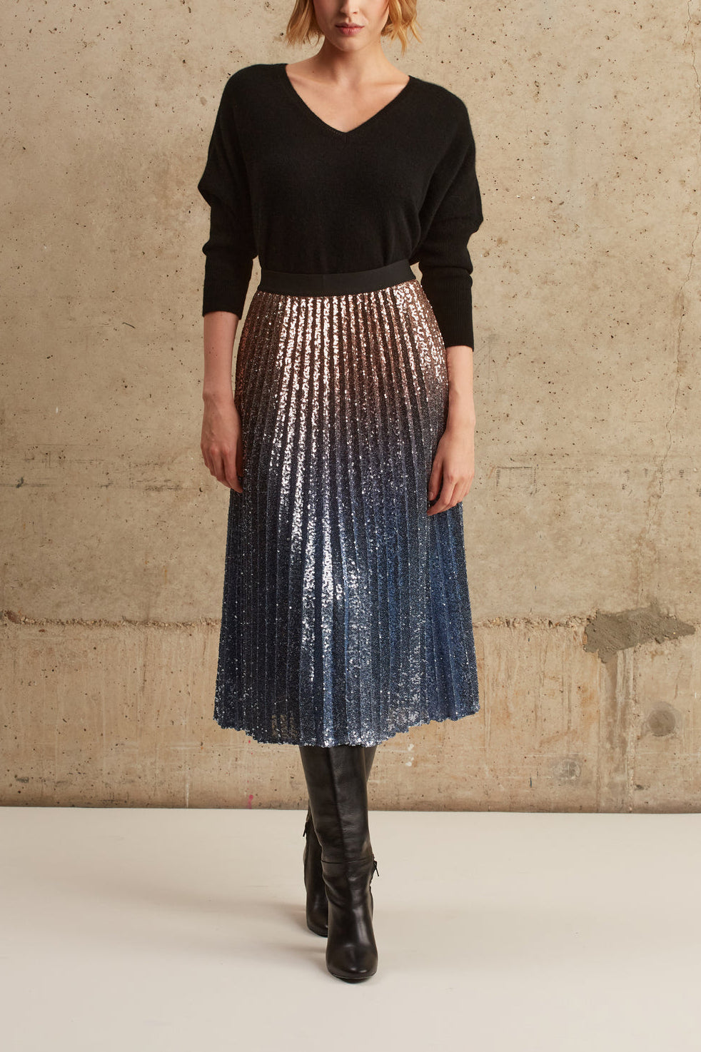 Jupe midi plissée à paillettes - BETH Faume - seconde main
