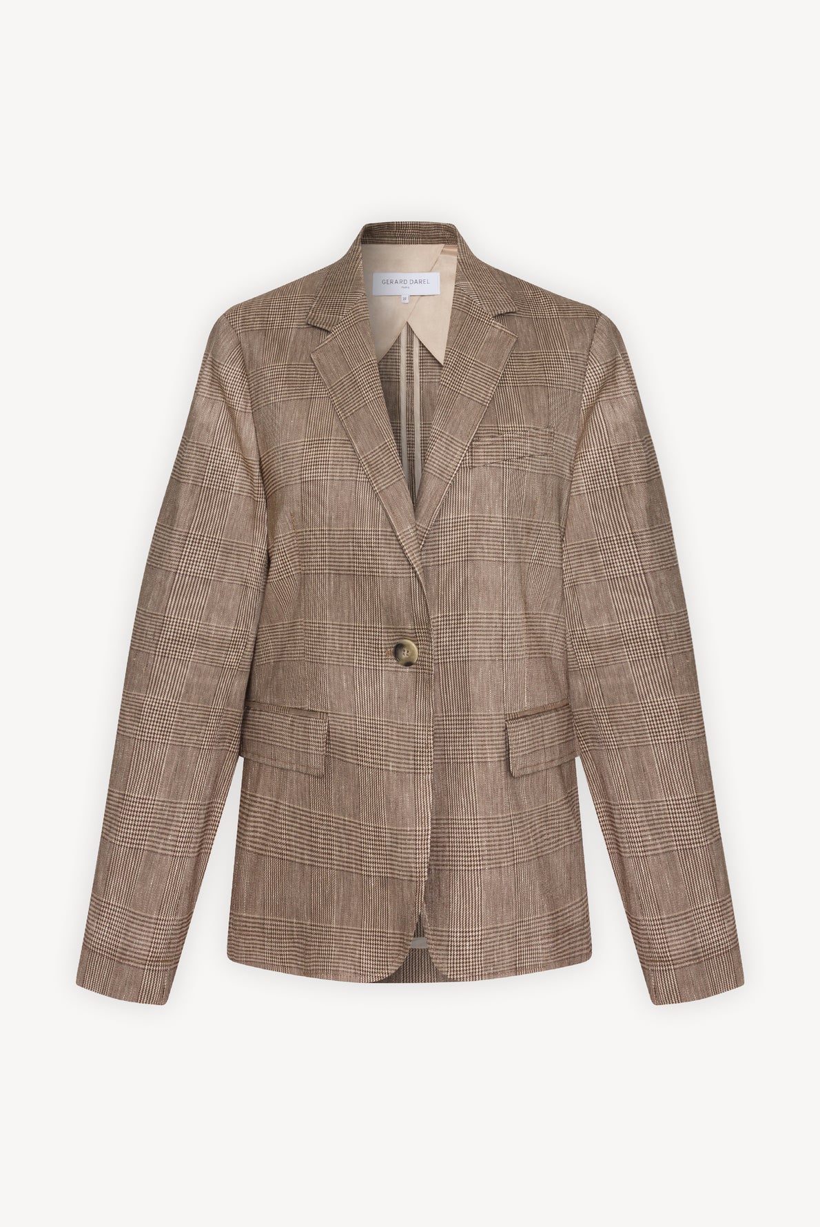 ALEXA - Veste de tailleur en lin imprimé prince de galles Faume - seconde main