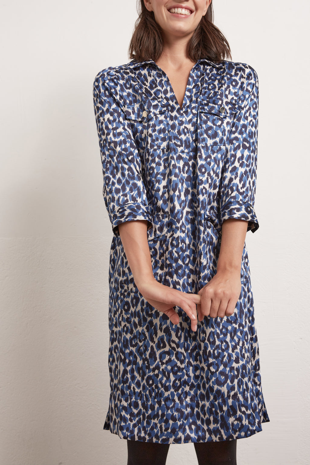 SOLANGE - Robe-chemise courte imprimée Faume - seconde main