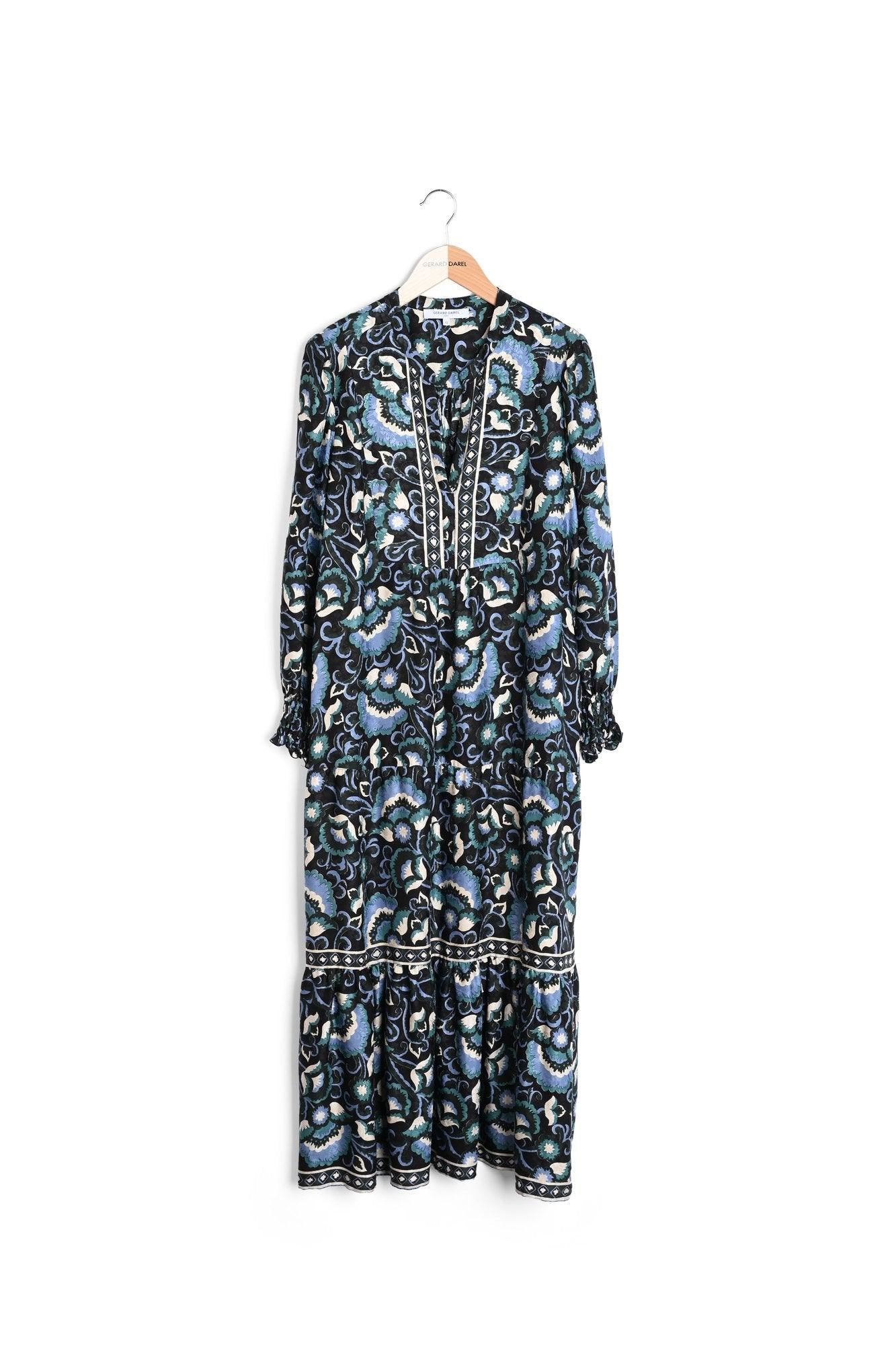 Robe midi imprimée et jacquard - SANDA Faume - seconde main