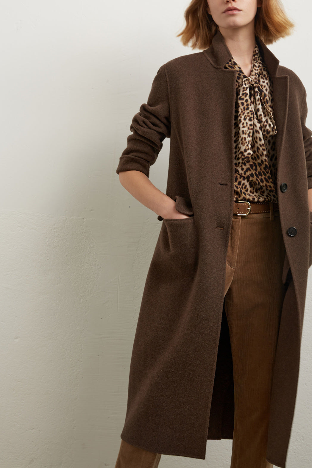 Sandra - Manteau loose en drap de laine Faume - seconde main