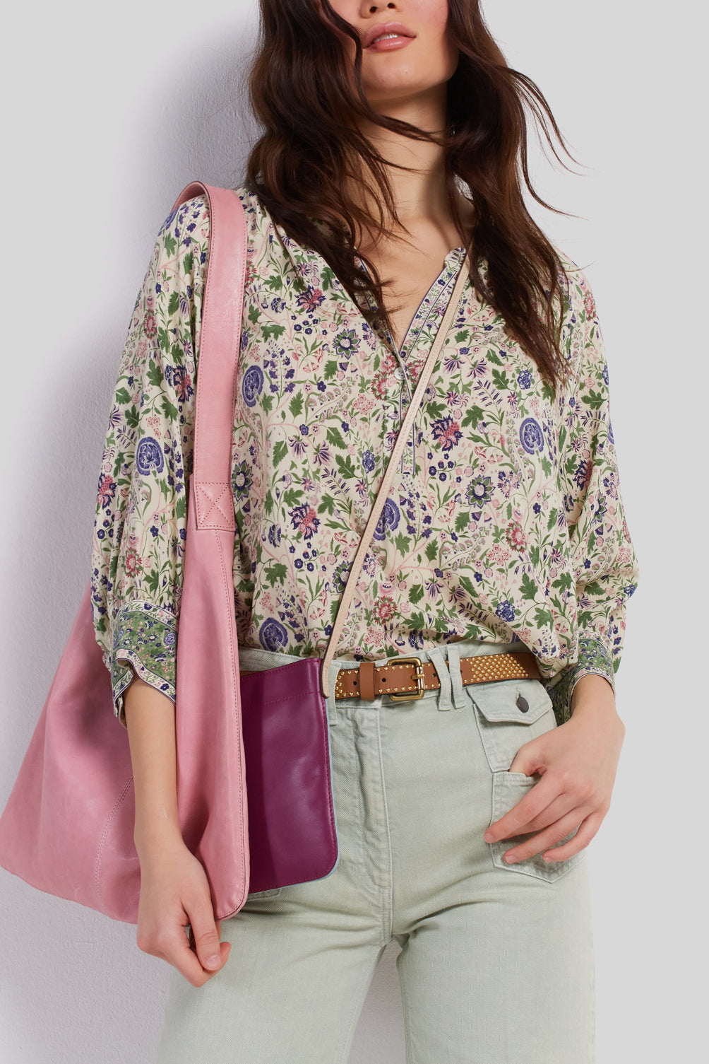 Blouse à motif et finitions contrastées - CAMELLIA Faume - seconde main