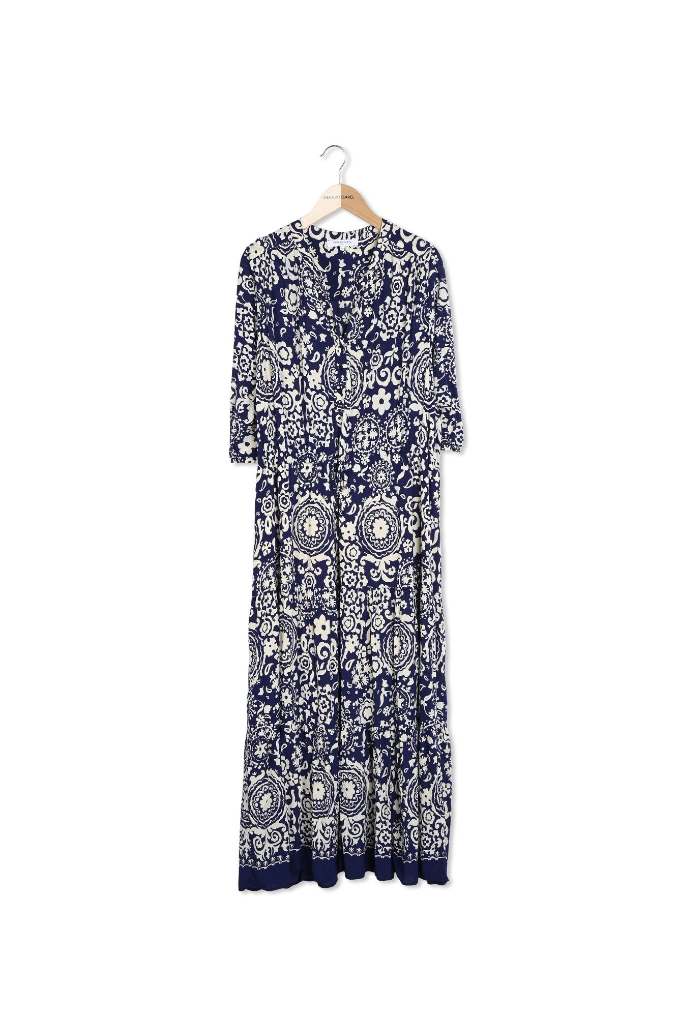 Robe longue élastiquée imprimé bicolore - PHILIA Faume - seconde main