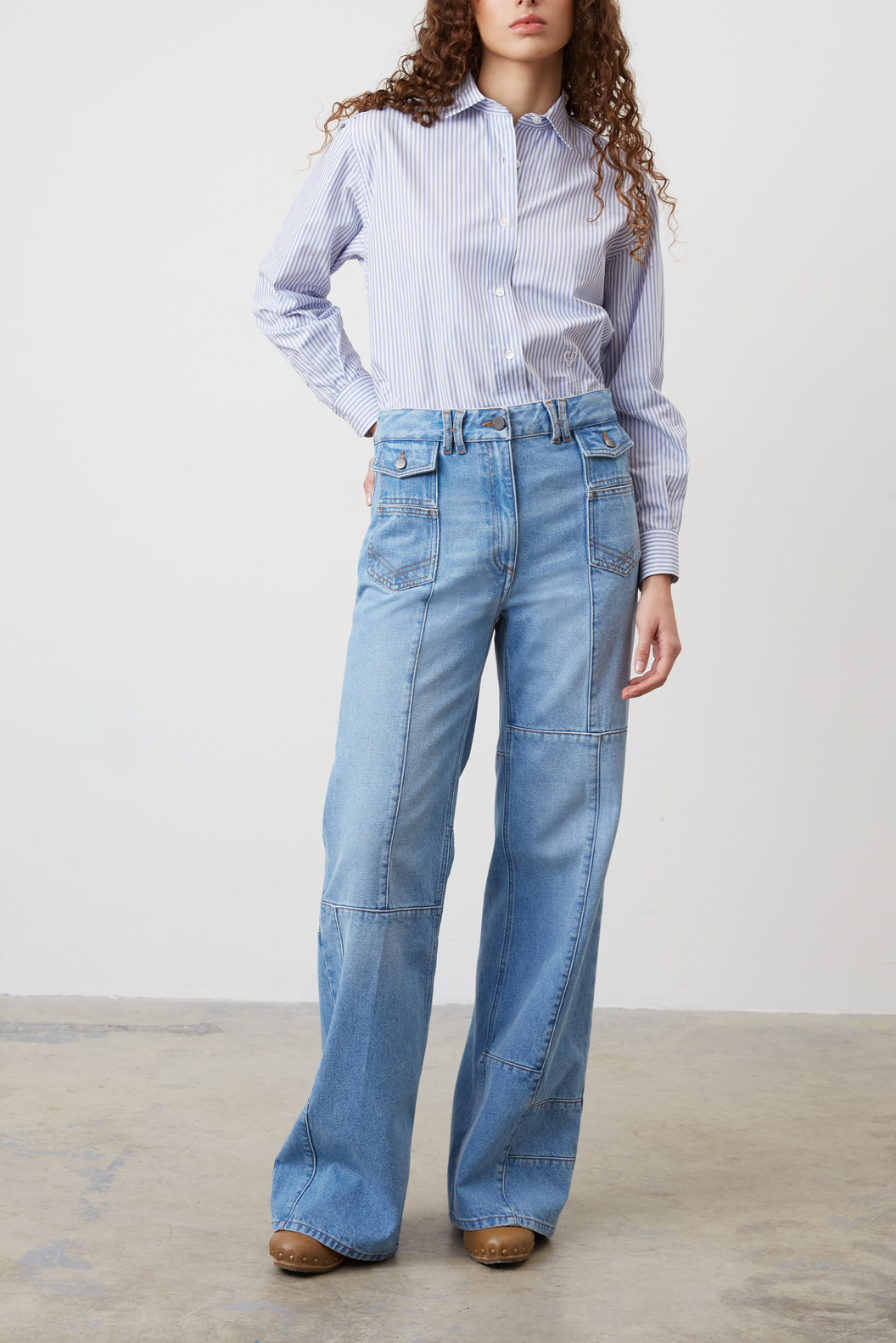 Jean flare à patchwork - EDENE Faume - seconde main