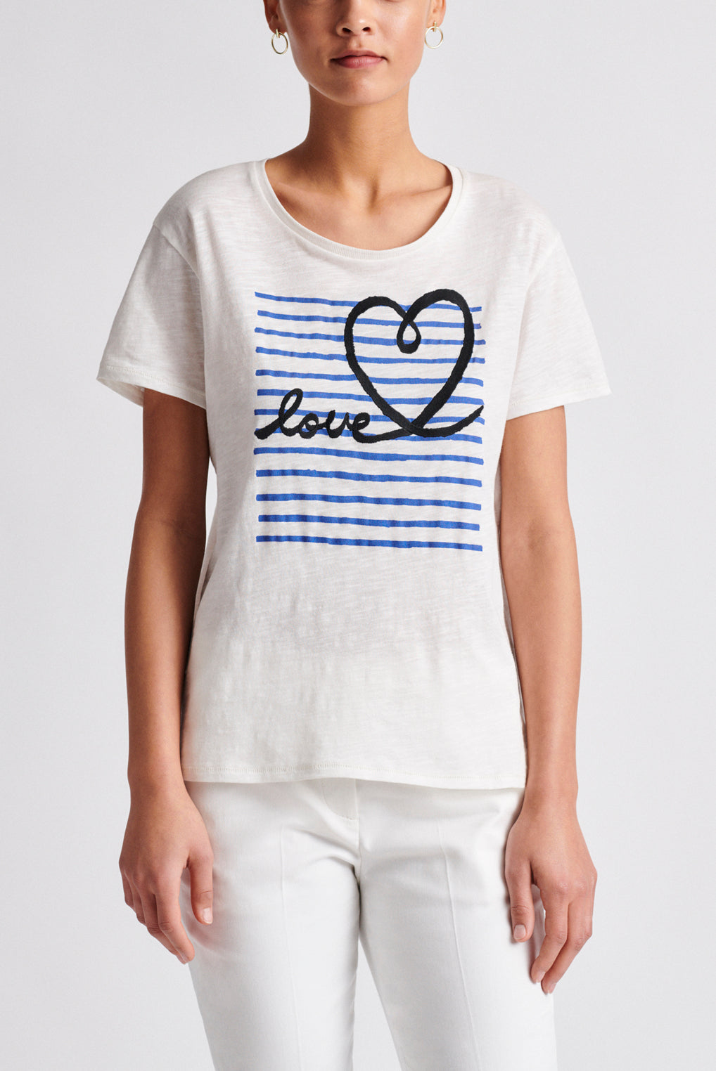 JELENA - Tee-shirt en coton imprimé avec broderie Faume - seconde main