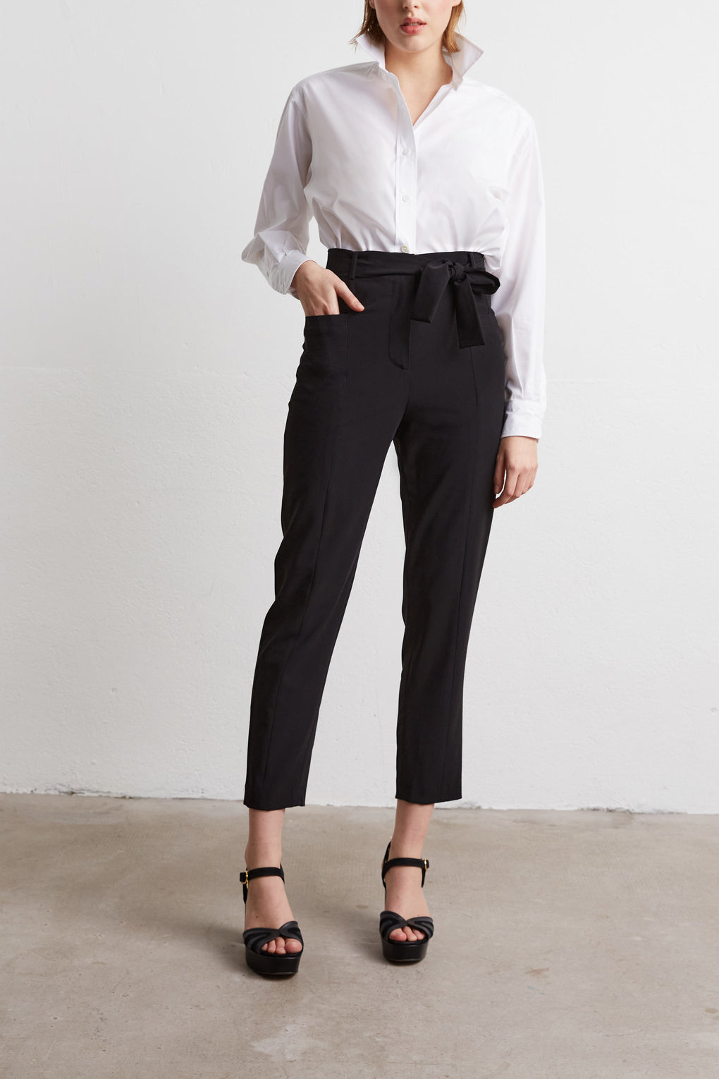 MARLONE - Pantalon large 7/8 en crêpe Faume - seconde main